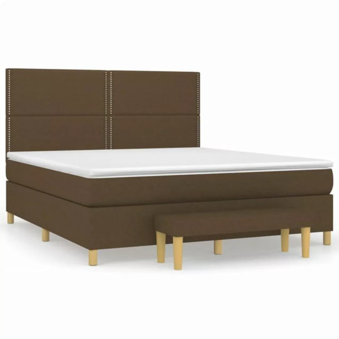 vidaXL Boxspringbett Boxspringbett mit Matratze Dunkelbraun 160x200 cm Stof günstig online kaufen