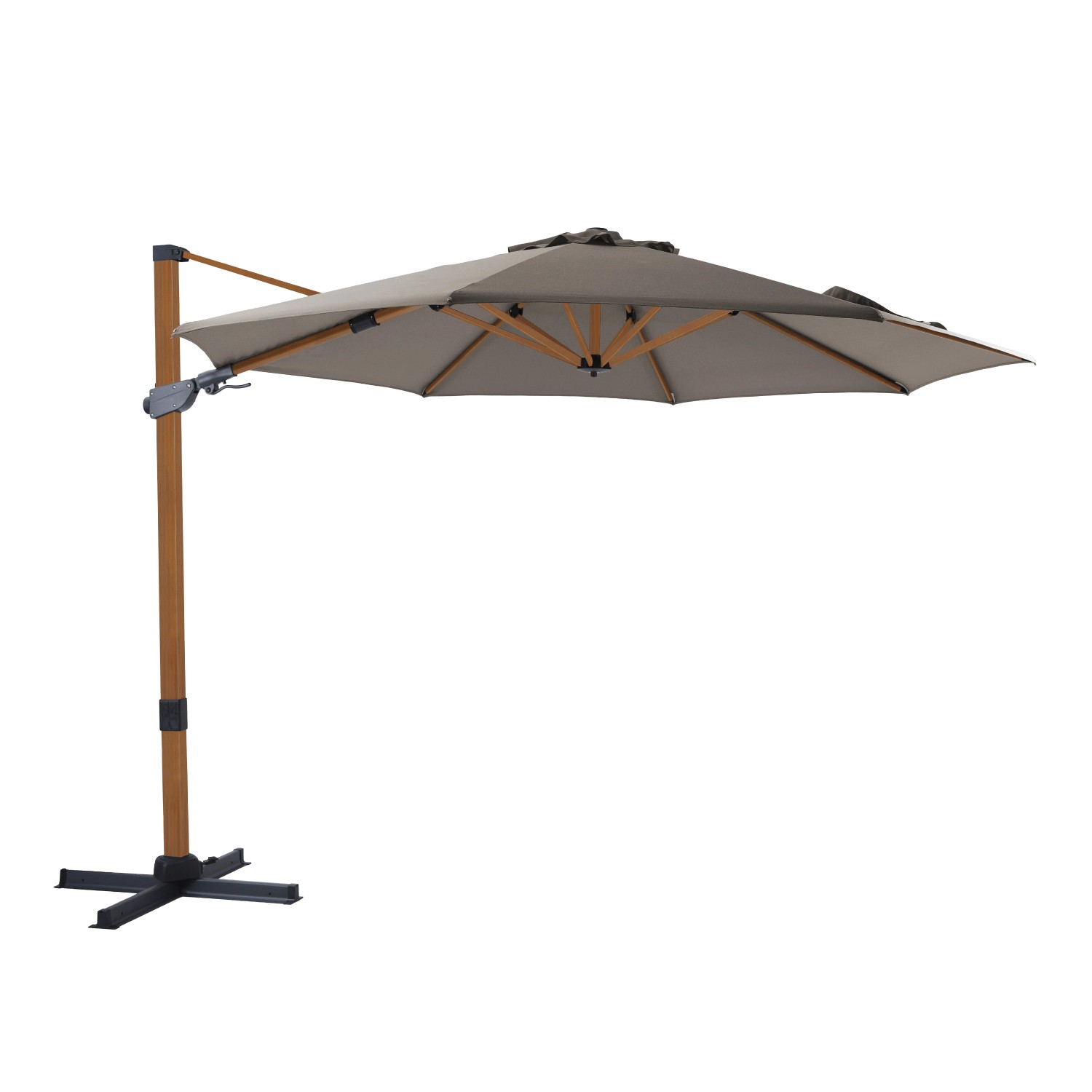 Axi Ampelschirm Cyrus Premium Ø 300 cm Holzoptik/Taupe günstig online kaufen