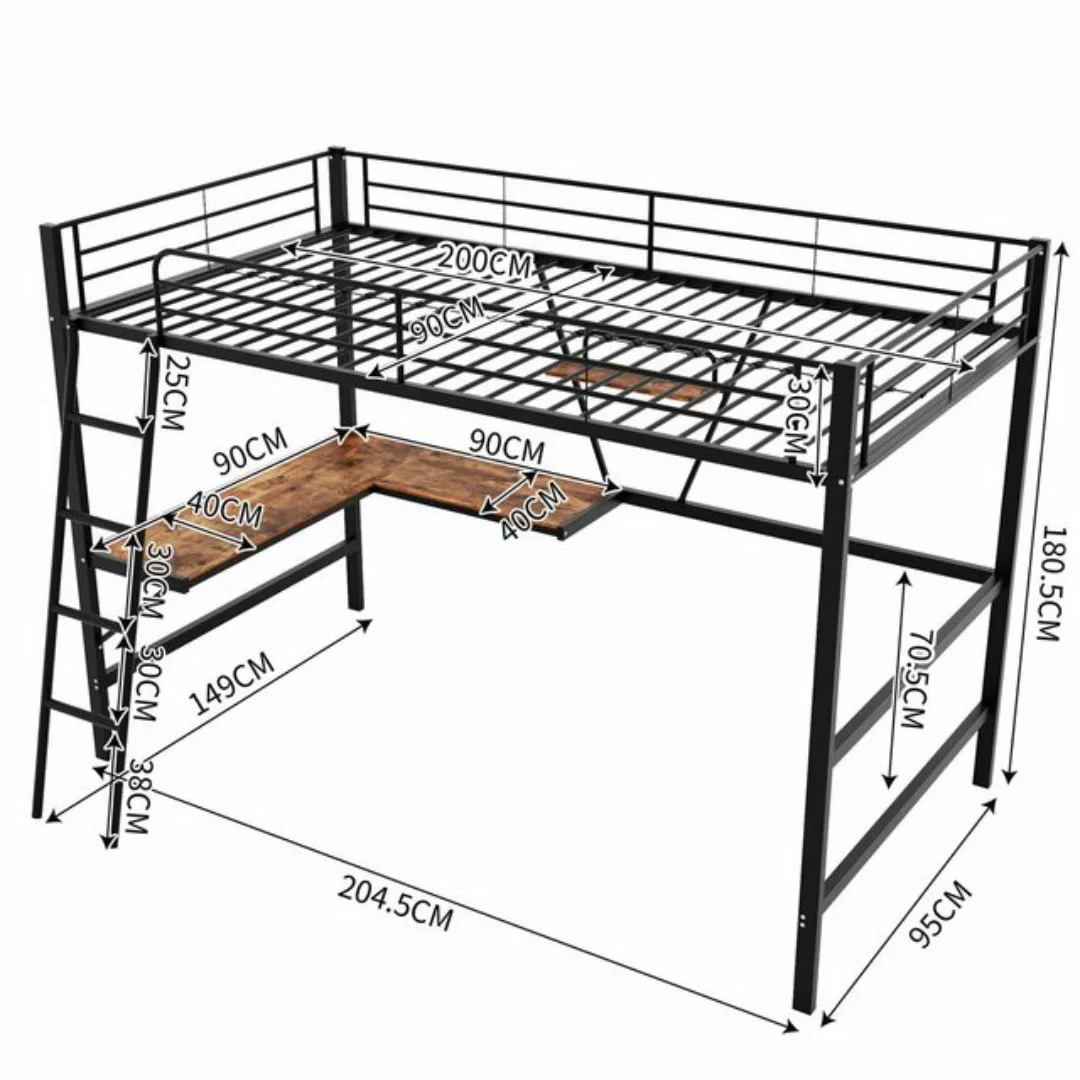 TavilaEcon Hochbett Kinderbett Jugendbett mit L-förmigem Schreibtisch und e günstig online kaufen