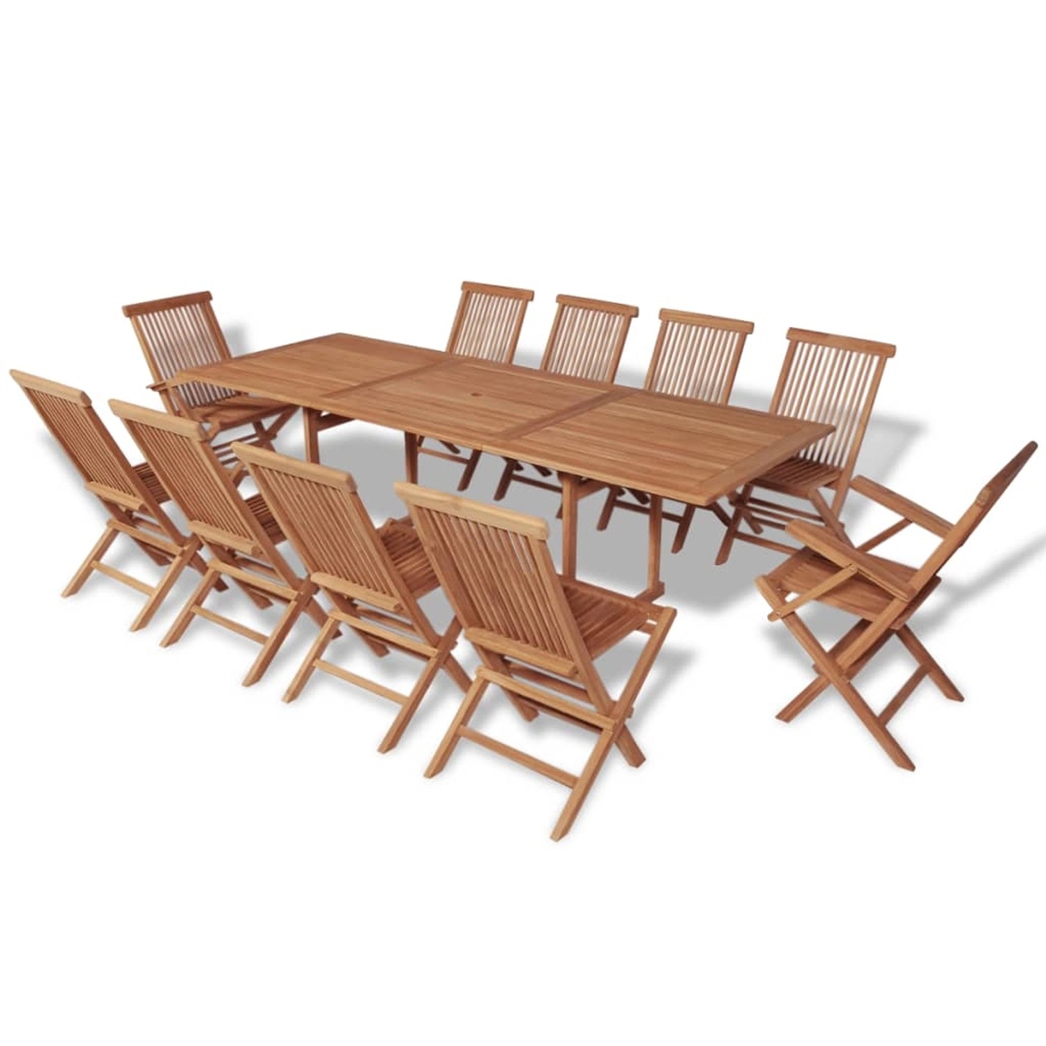 vidaXL 11-Tlg Garten-Essgruppe mit Klappstühlen Massivholz Teak 43043 günstig online kaufen