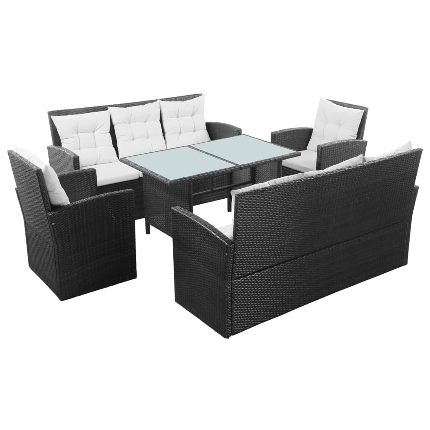 5-tlg. Garten-lounge-set Mit Auflagen Poly Rattan Schwarz günstig online kaufen