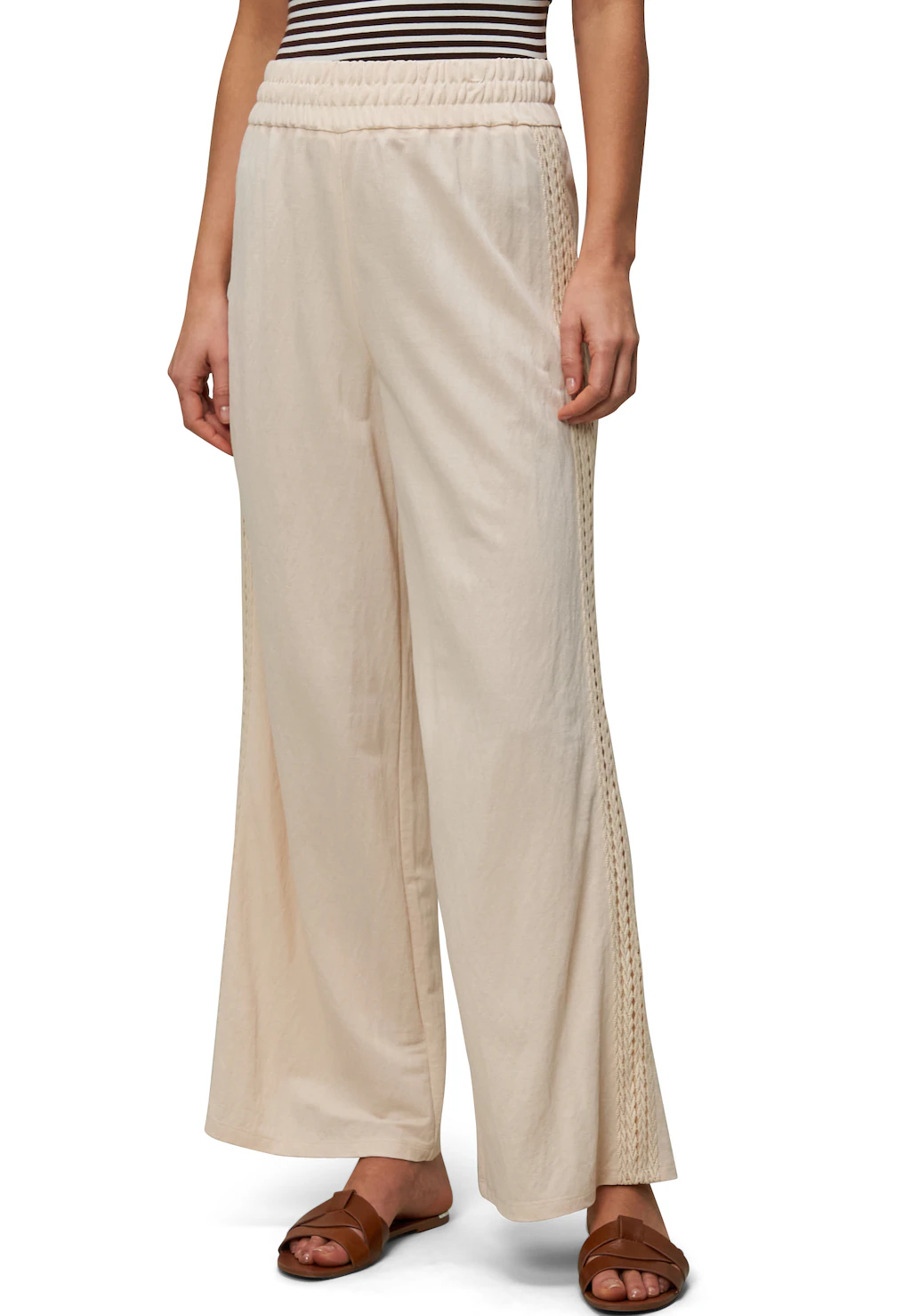 Zero Stoffhose "zero Damen Hose weites Bein Ajourbordüre 28 Inch", Lochmust günstig online kaufen