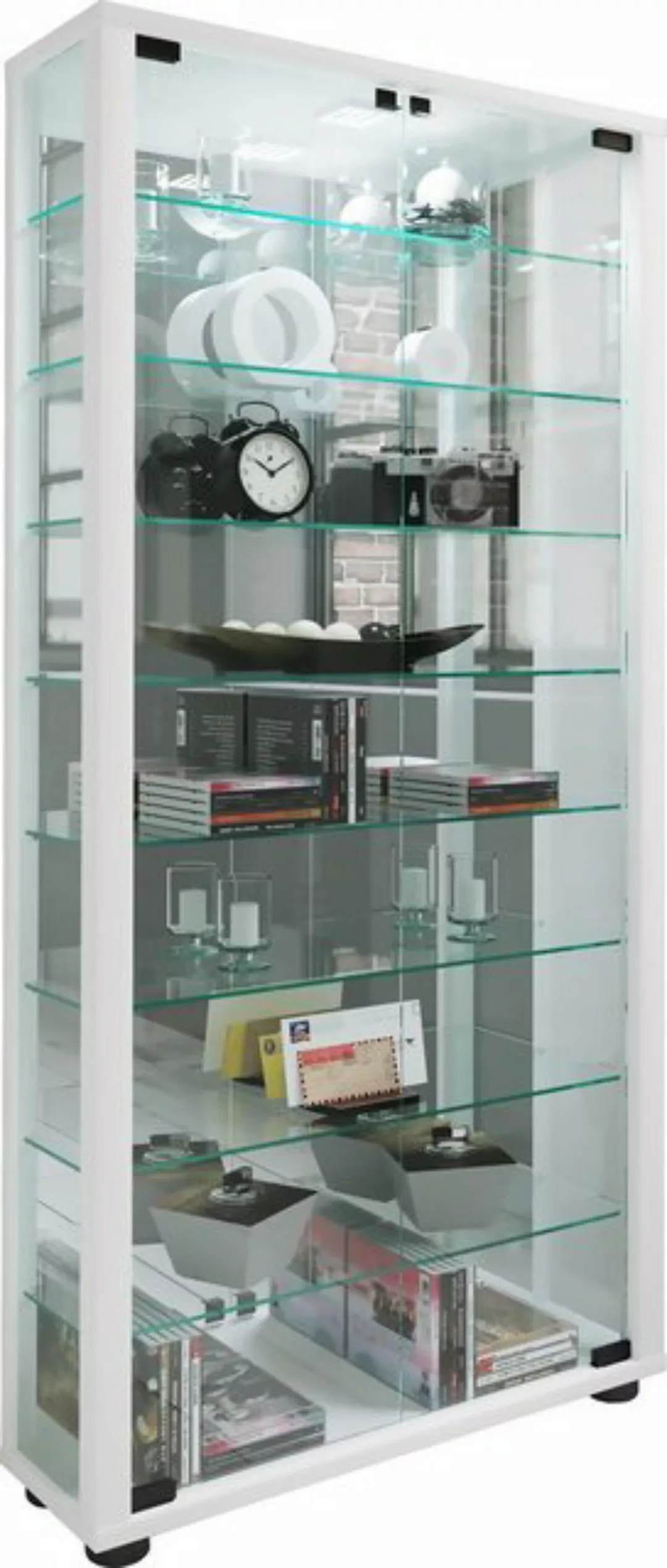 VCM Standvitrine Glas Stand Vitrine Sammelvitrine Lumo Maxi Spiegel günstig online kaufen