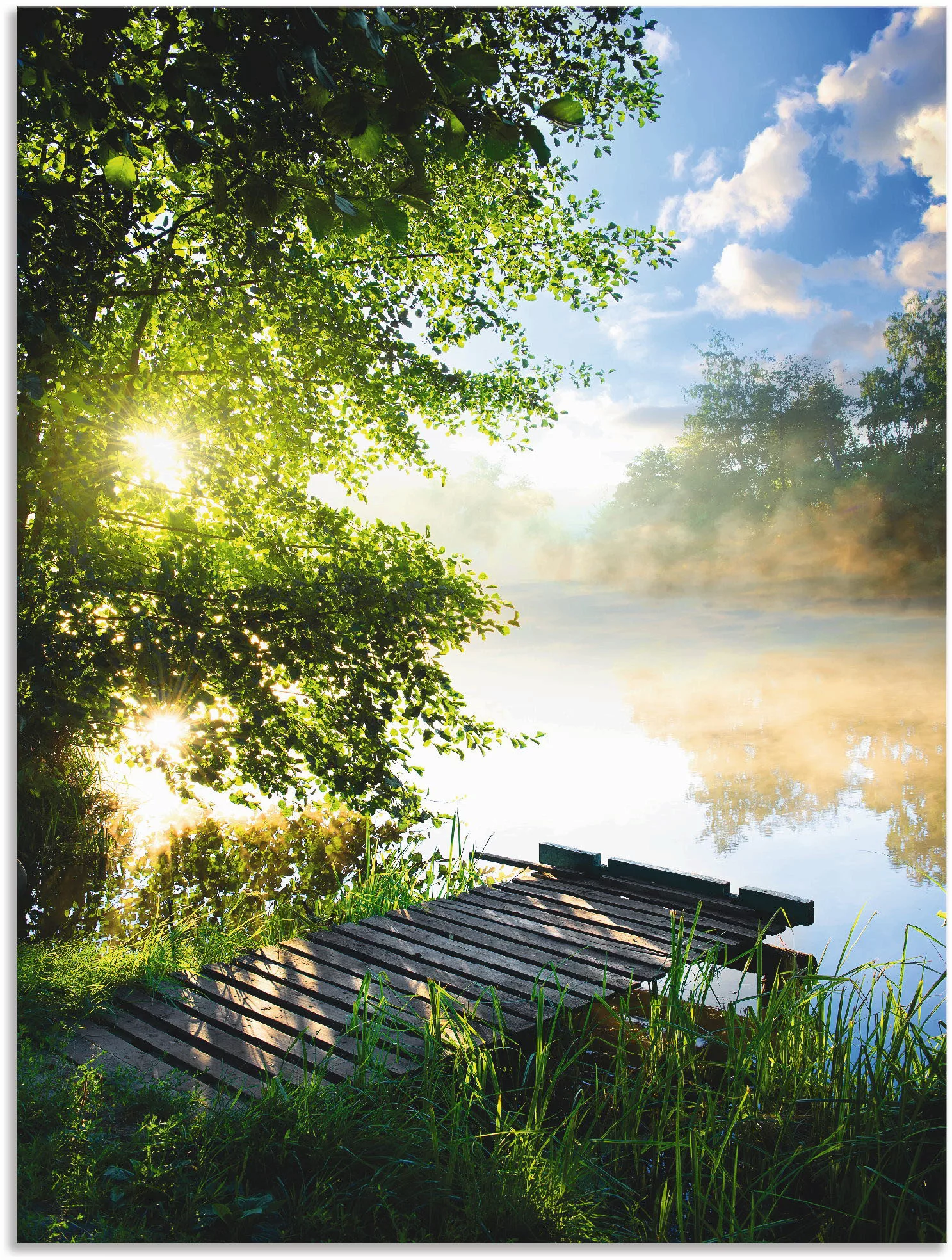 Artland Wandbild "Angelsteg am Morgen", Gewässer, (1 St.), als Alubild, Out günstig online kaufen