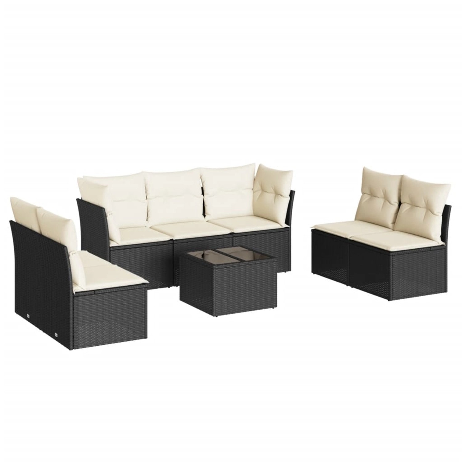 vidaXL 8-Tlg Garten-Sofagarnitur mit Kissen Schwarz Poly Rattan 3249255 günstig online kaufen