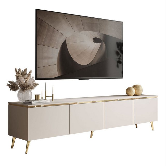 Lookway TV-Schrank CELINE KASCHMIR 200 cm auf goldenen Füßen Breite, 200 cm günstig online kaufen