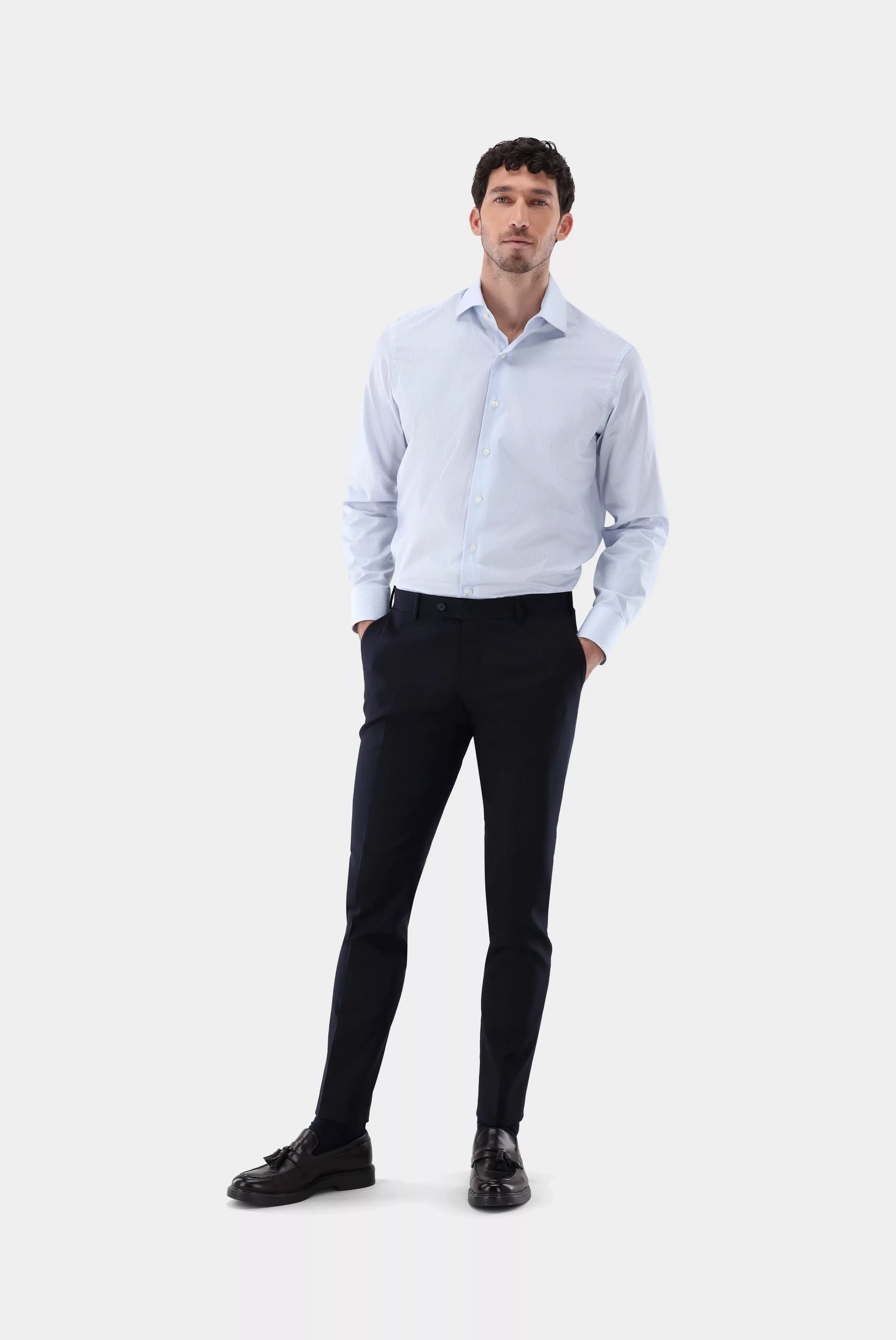 Gestreiftes Twill Hemd in Sartoriale Verarbeitung Slim Fit günstig online kaufen