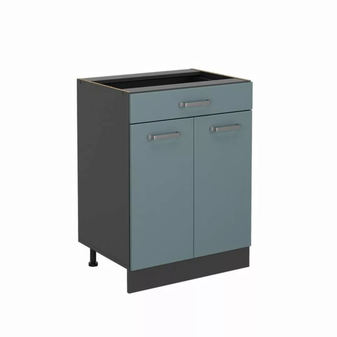 Vicco Unterschrank R-Line, Blau-Grau/Anthrazit, 80 cm, AP Eiche günstig online kaufen