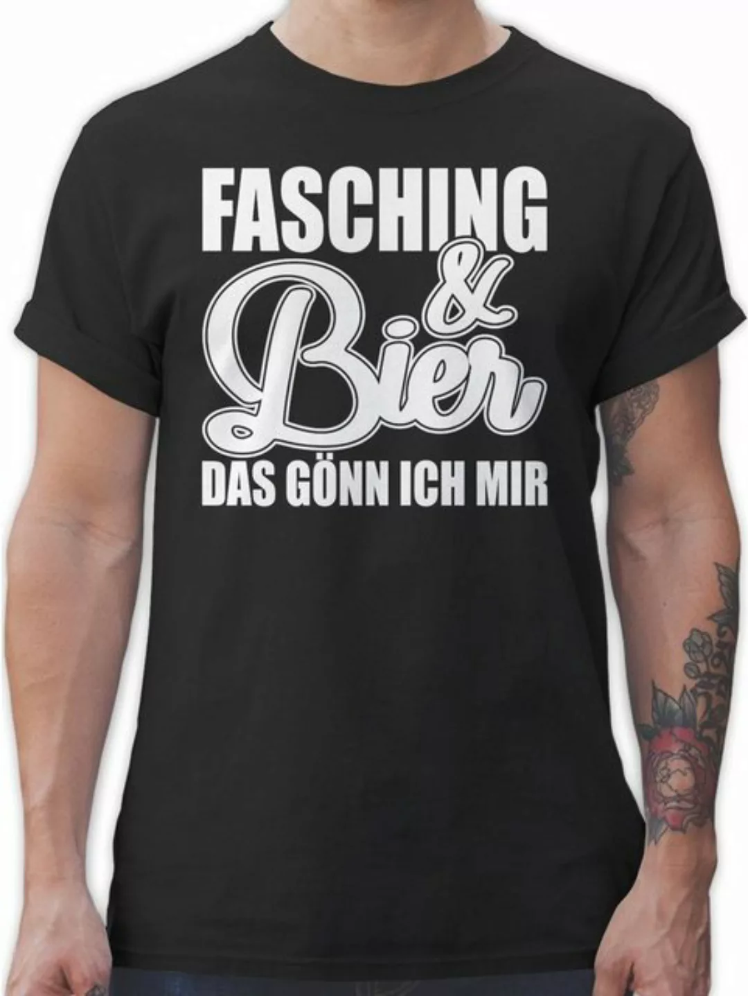 Shirtracer T-Shirt Fasching und Bier das gönn ich mir - weiß Karneval & Fas günstig online kaufen