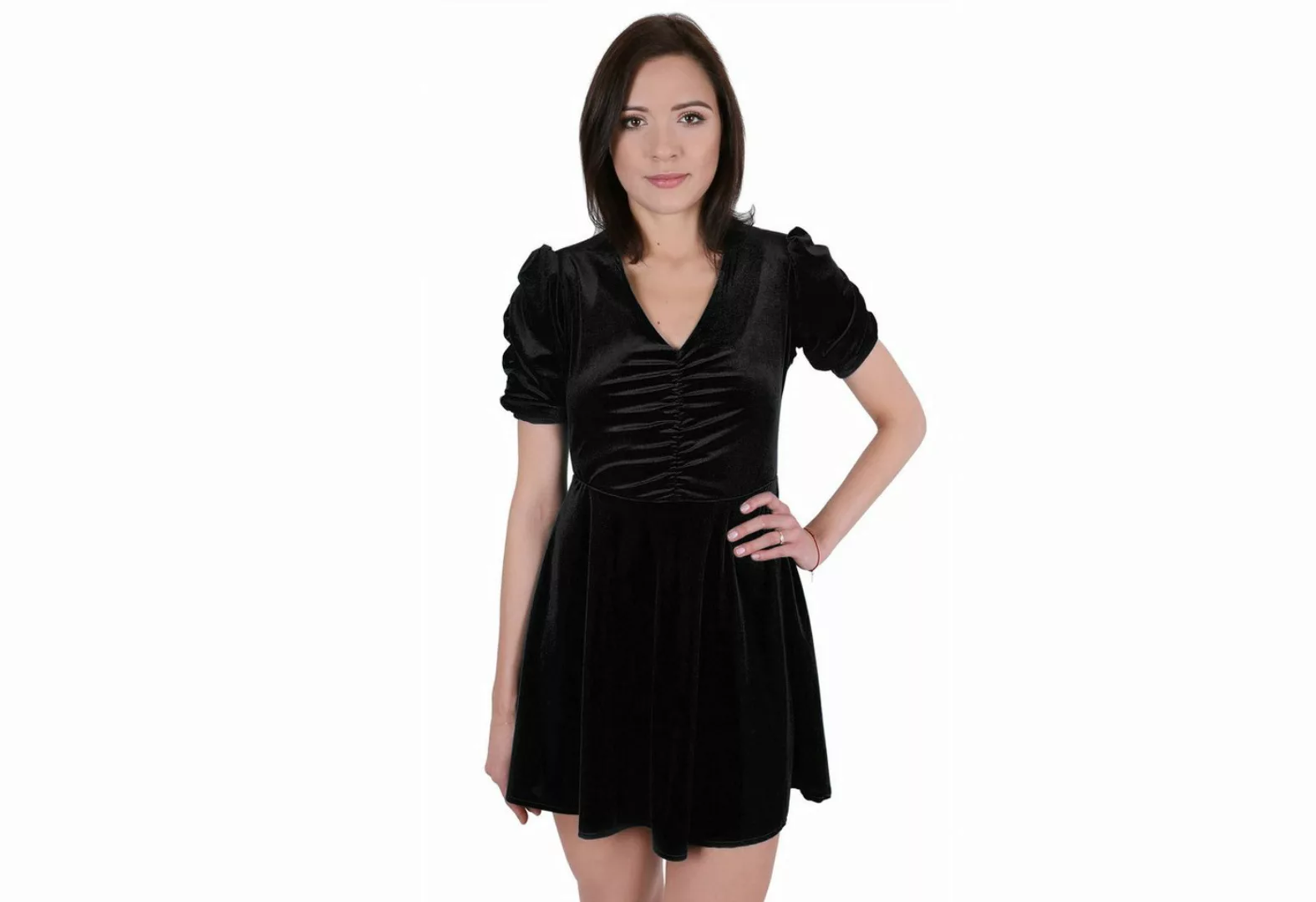 Sarcia.eu Minikleid Schwarzes Kleid aus Velours mit Falten JOHN ZACK S günstig online kaufen