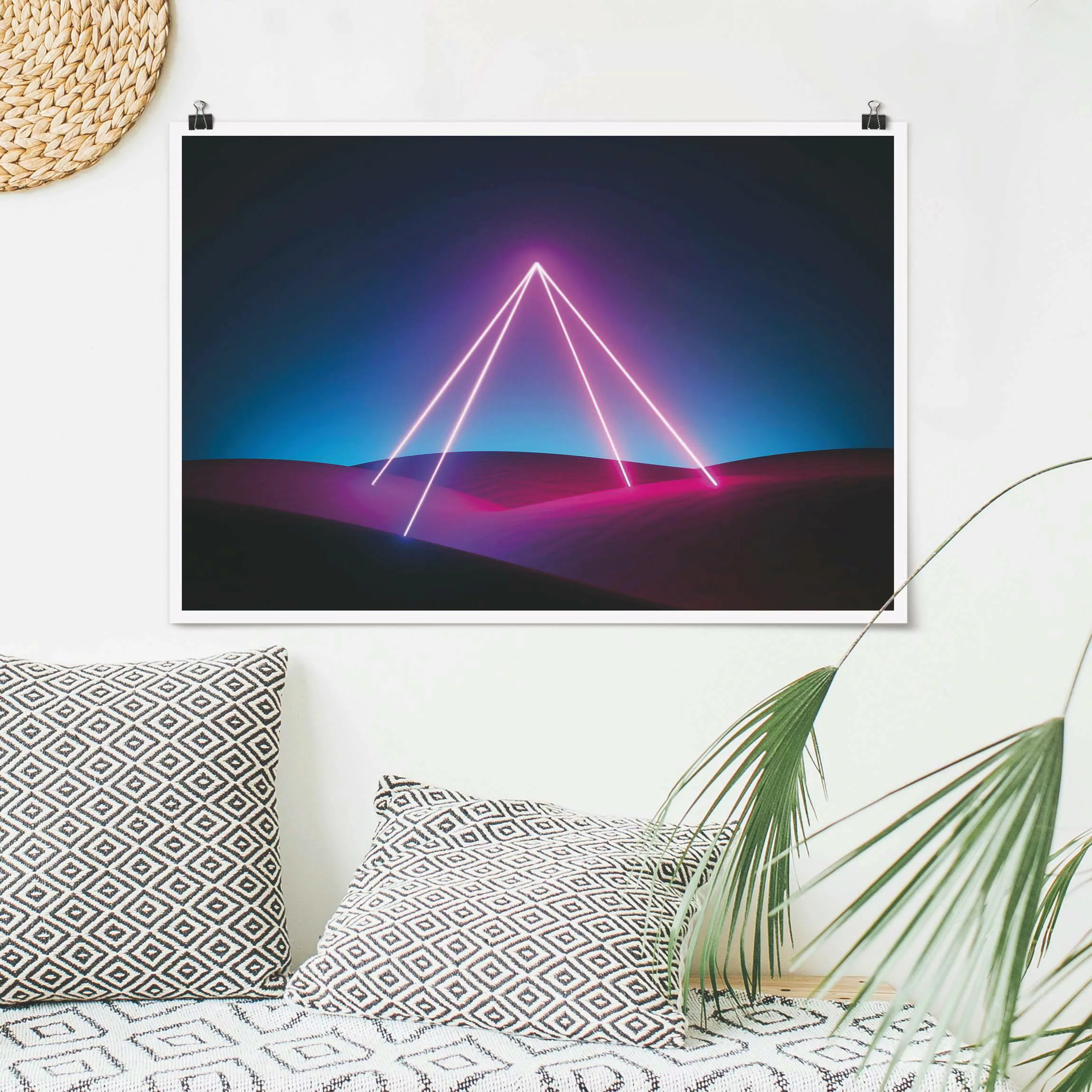 Poster Neonlichtpyramide günstig online kaufen