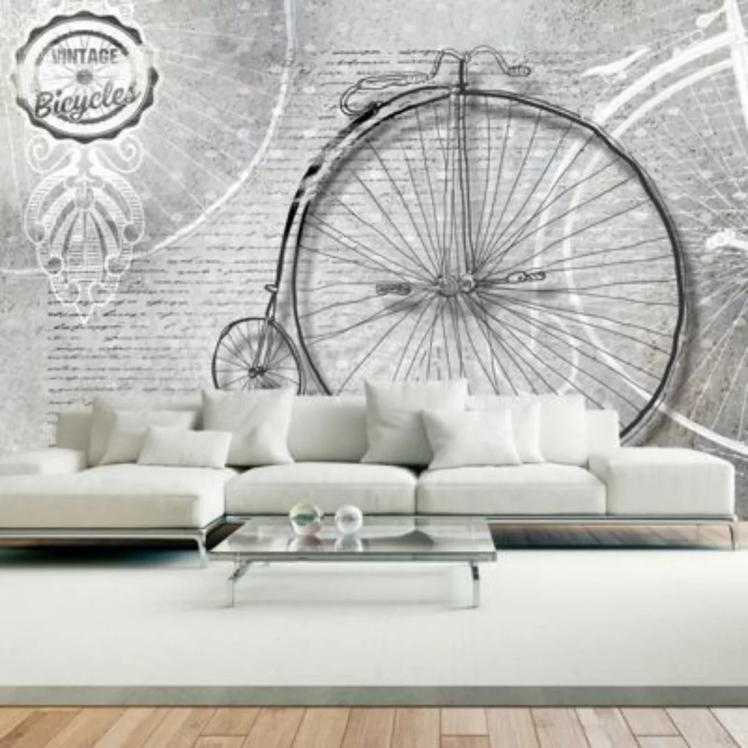 artgeist Fototapete Vintage bicycles - black and white schwarz/weiß Gr. 150 günstig online kaufen