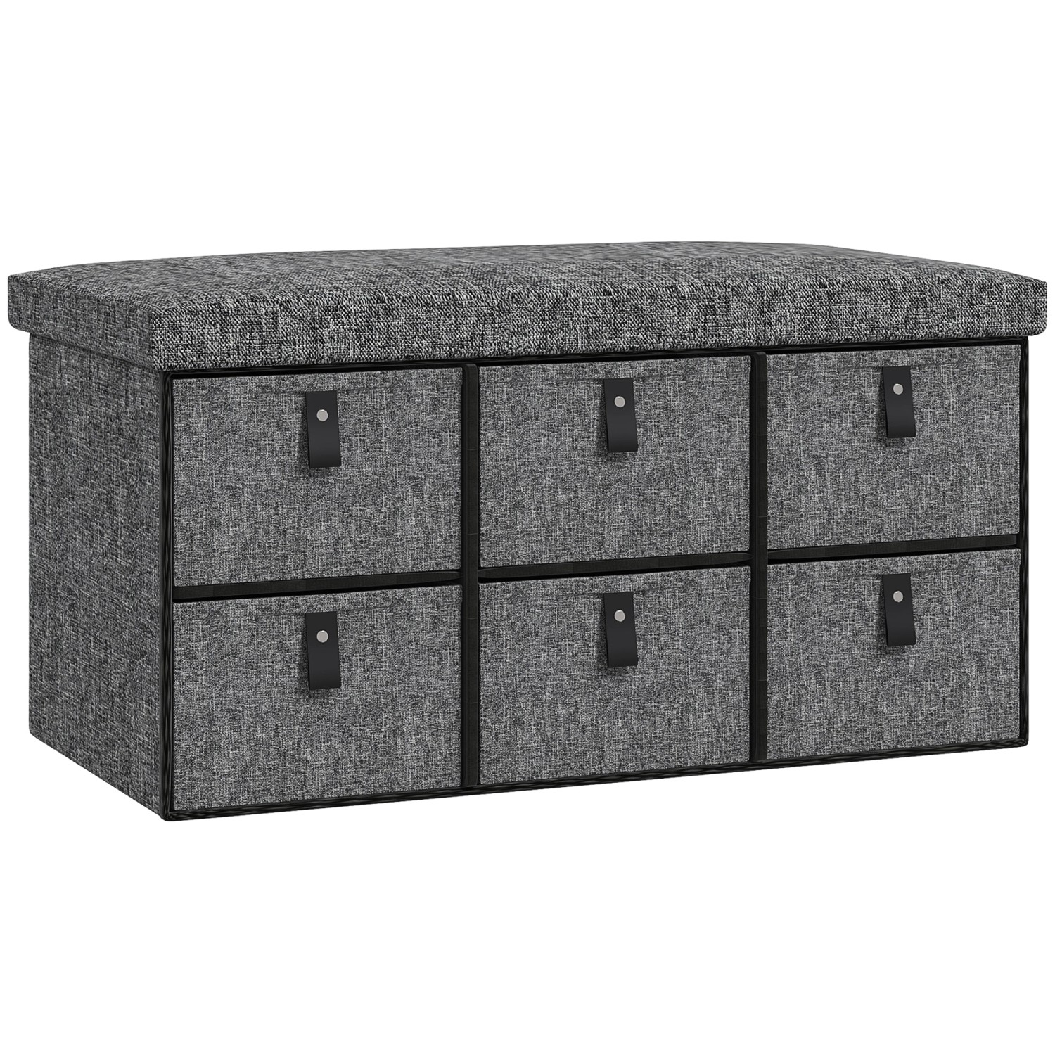 HOMCOM Schuhbank Polyester 76,5L x 38B x 38H cm Dunkelgrau günstig online kaufen