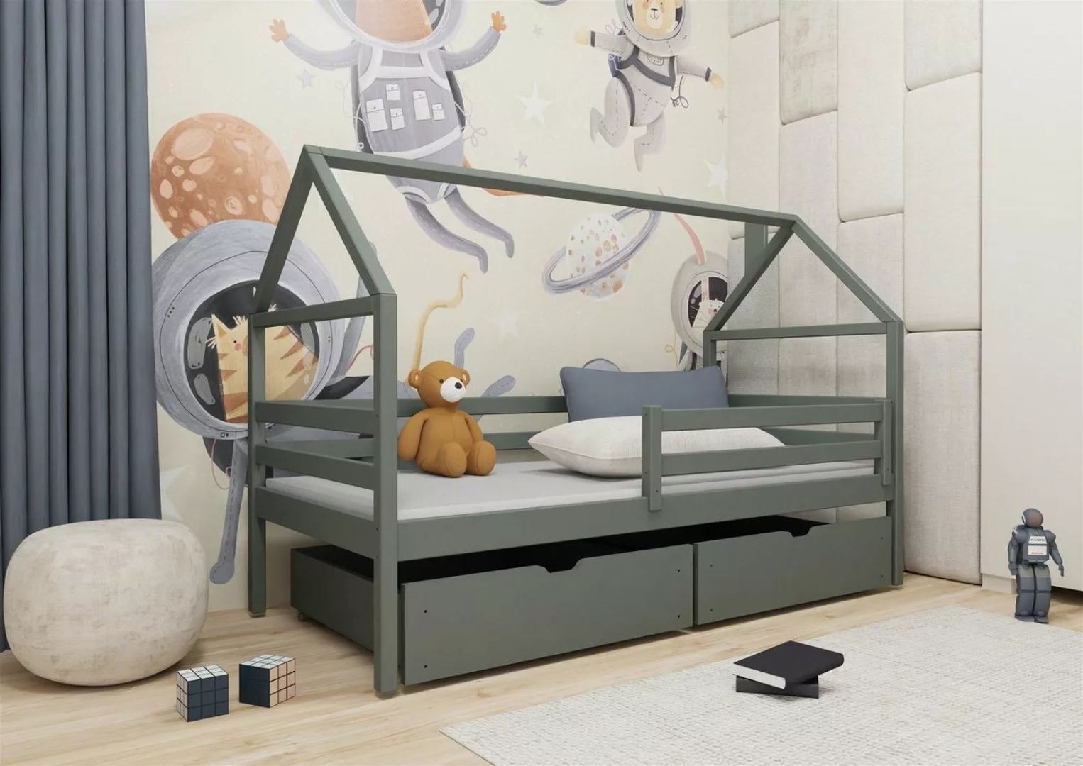 Fun Möbel Hausbett Kinderbett ARIANA (in vier Farben, inkl. Rausfallschutz) günstig online kaufen