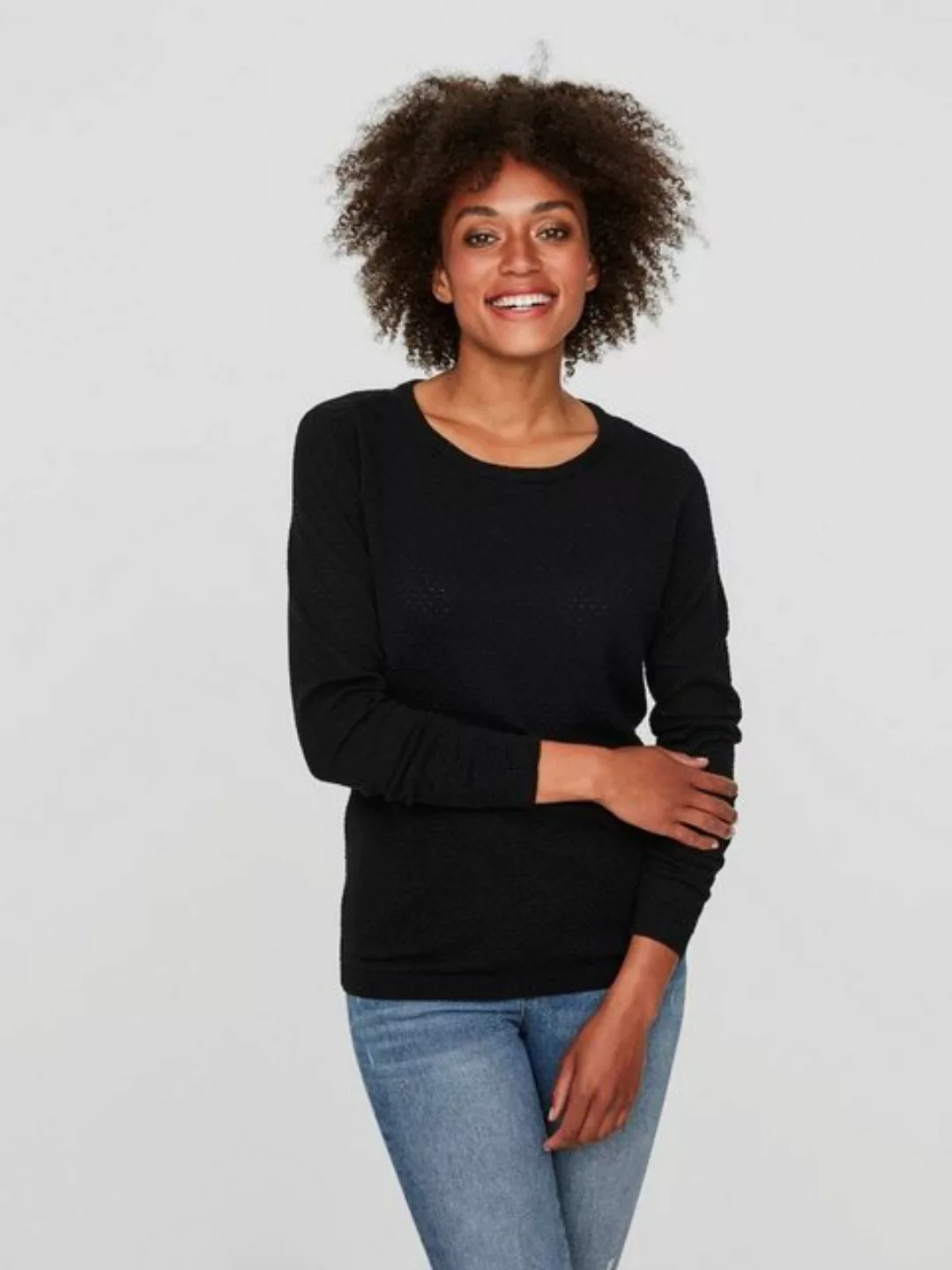 Vero Moda Rundhalspullover VMCARE STRUCTURE LS O-NECK BLOUSE aus Bio-Baumwo günstig online kaufen