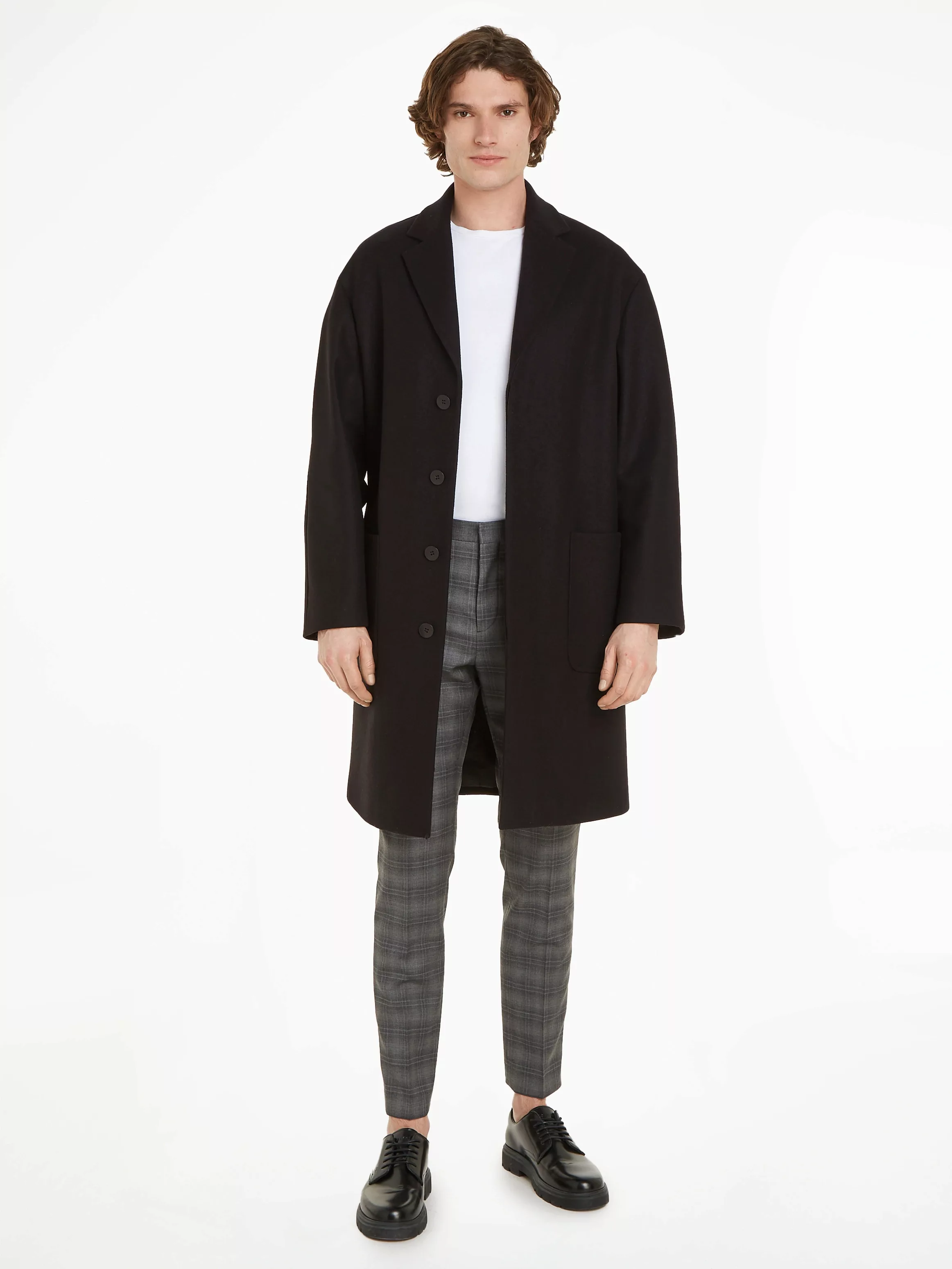 Calvin Klein Wollmantel MODERN WOOL BLEND COAT mit Markenlabel günstig online kaufen