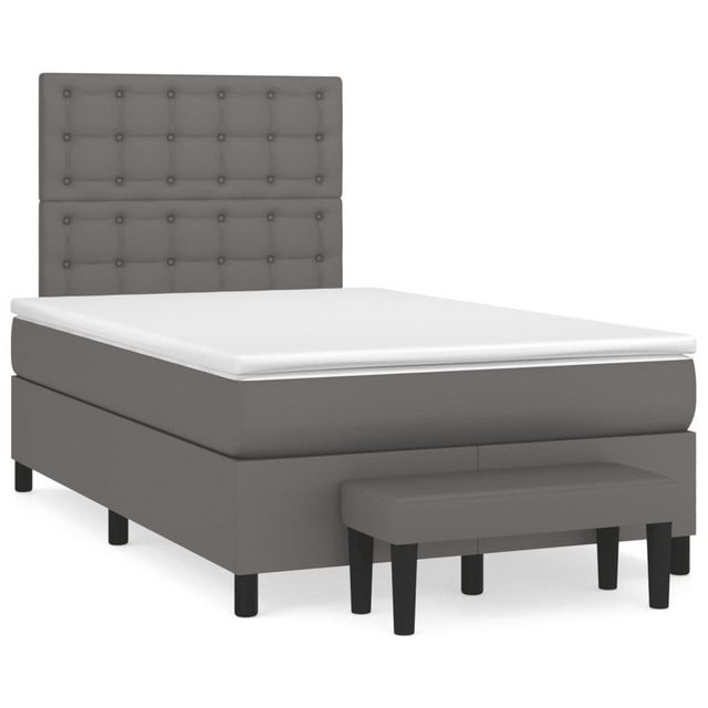 vidaXL Bettgestell Boxspringbett mit Matratze Grau 120x200 cm Kunstleder Be günstig online kaufen