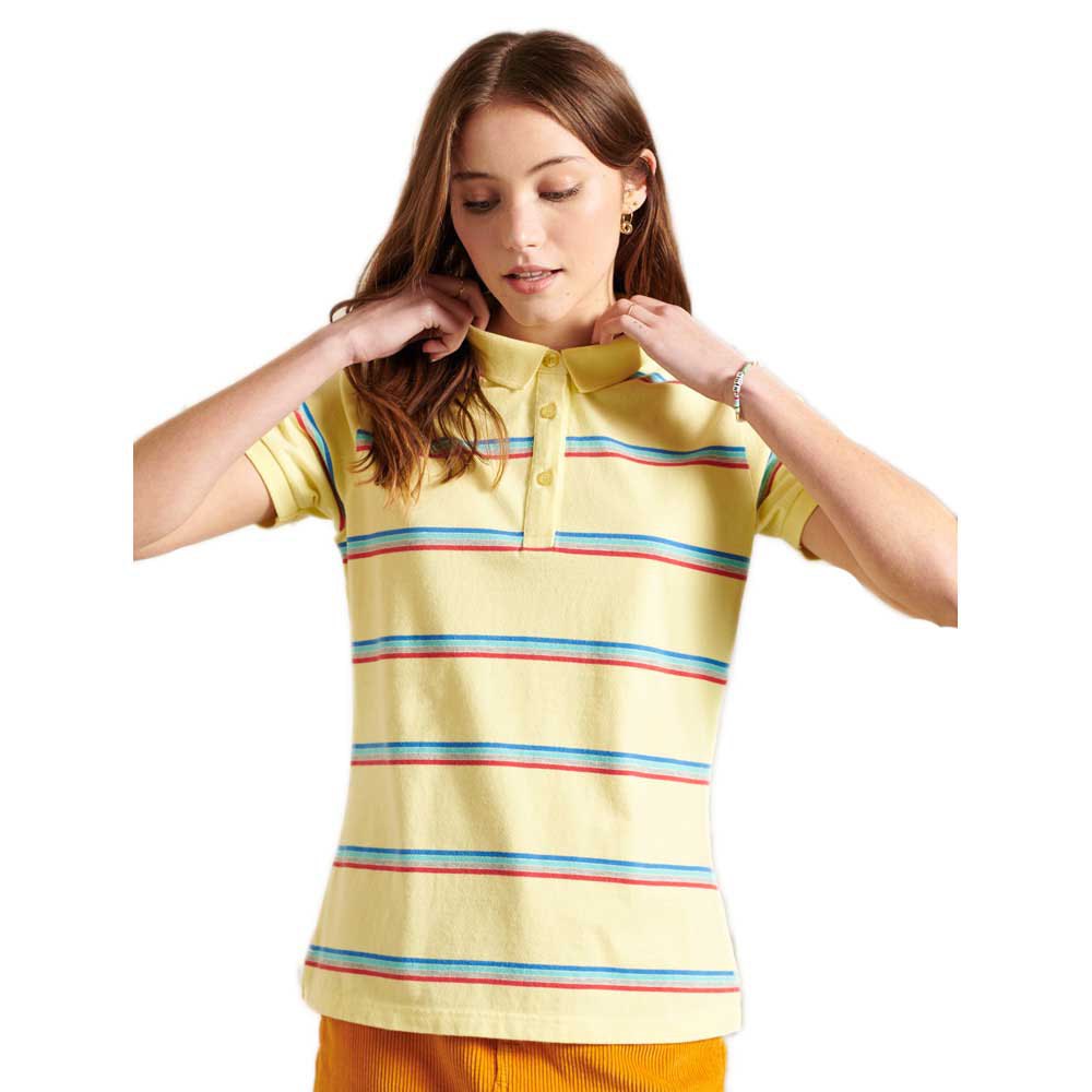 Superdry Academy Stripe Kurzarm-poloshirt L Varsity Faded Yellow Stripe günstig online kaufen