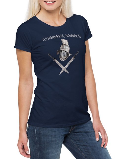 Urban Backwoods Print-Shirt Honorem Gladiator Spartacus Damen T-Shirt Rome günstig online kaufen