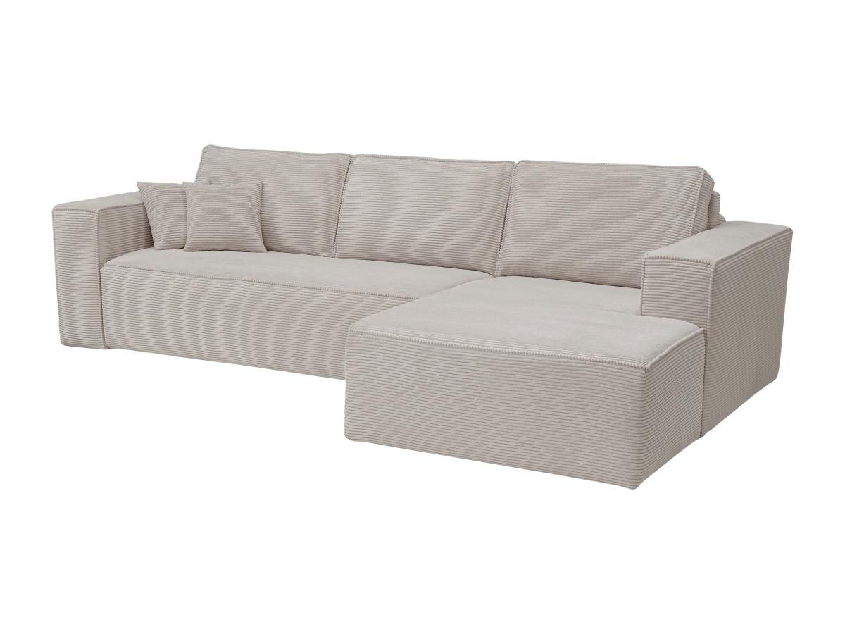 Eckschlafsofa mit Matratze - Ecke rechts - Cord - Beige - Liegefläche 140 c günstig online kaufen