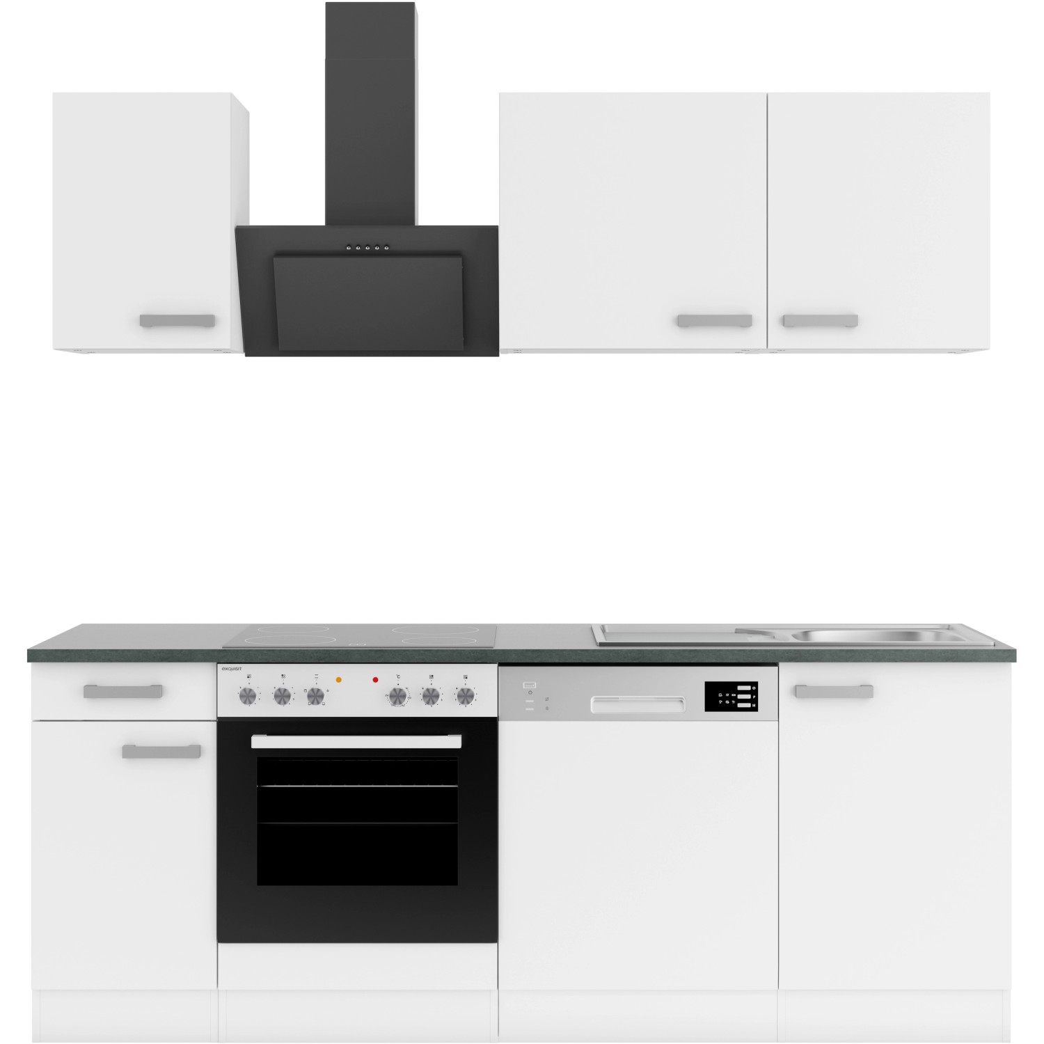 OPTIFIT Oslo214 Küchenzeile 210 cm ohne E-Geräte Weiß günstig online kaufen