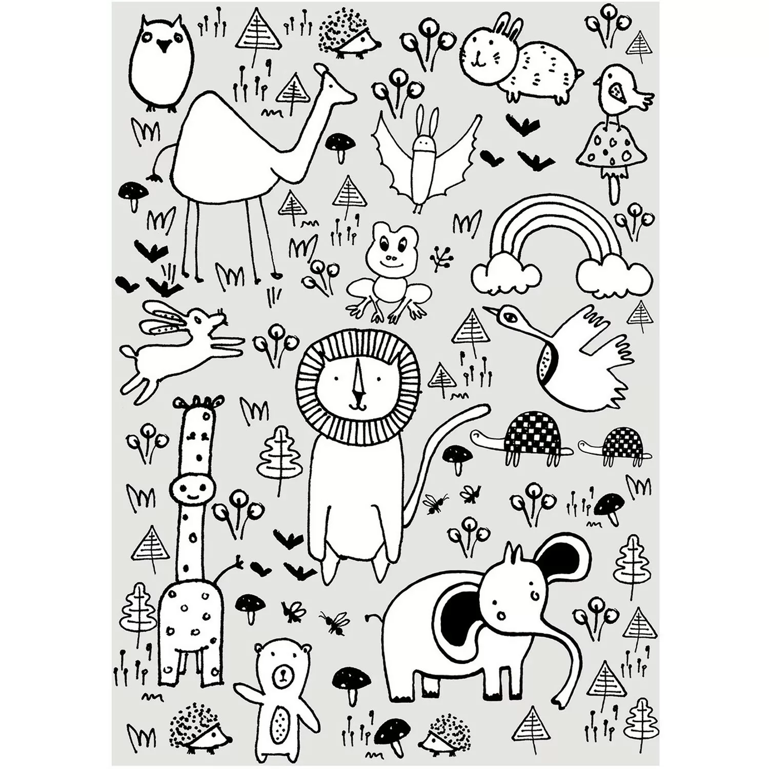 Komar Poster "Scribble Park", Tiere, (1 St.), Kinderzimmer, Schlafzimmer, W günstig online kaufen