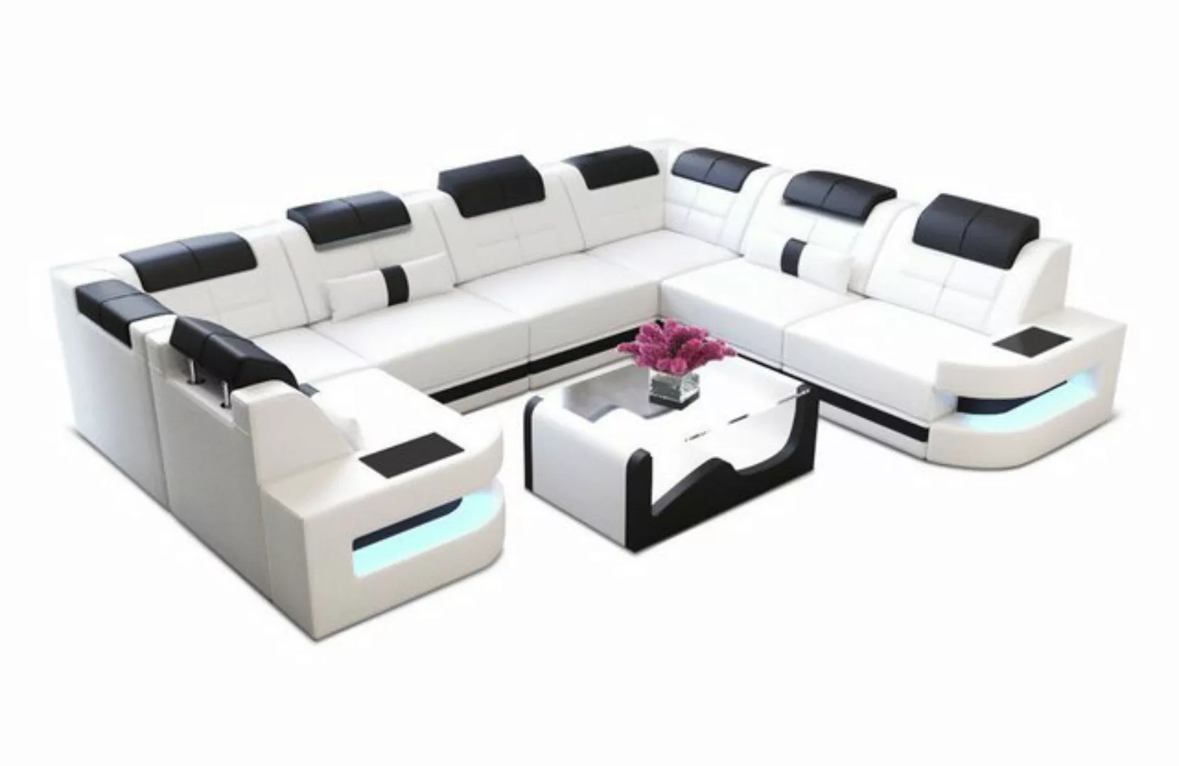 Sofa Dreams Wohnlandschaft Ledersofa Como U Form Mini, Designersofa, Sofa m günstig online kaufen