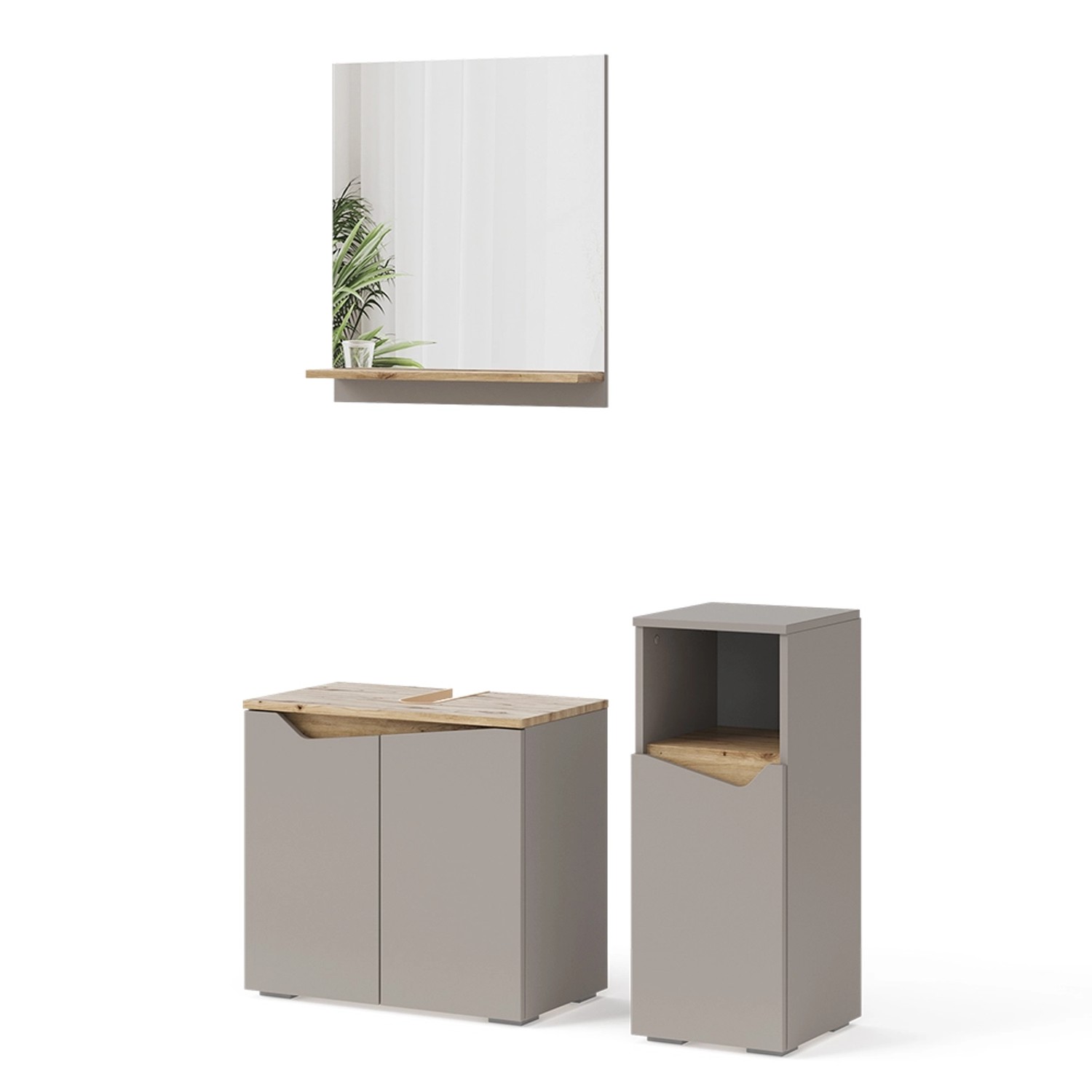 Vicco Badmöbel-Set Marelle, Greige/Artisan-Eiche, 3 Teile, günstig online kaufen