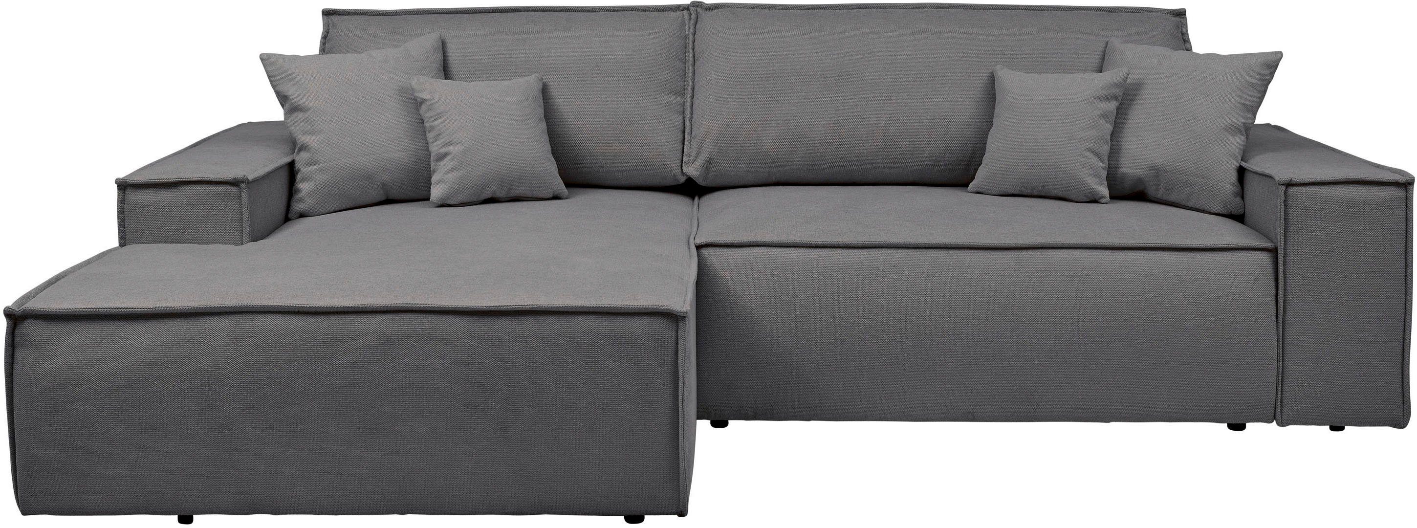 andas Ecksofa "Finnley Schlafsofa 267 cm in Bouclé, Struktur fein u. Cord, günstig online kaufen