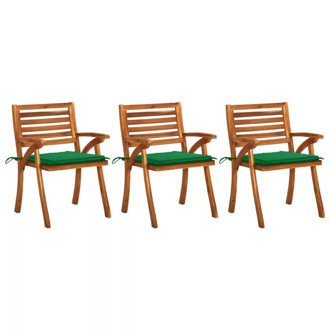 Garten-essstühle Mit Kissen 3 Stk. Massivholz Akazie günstig online kaufen