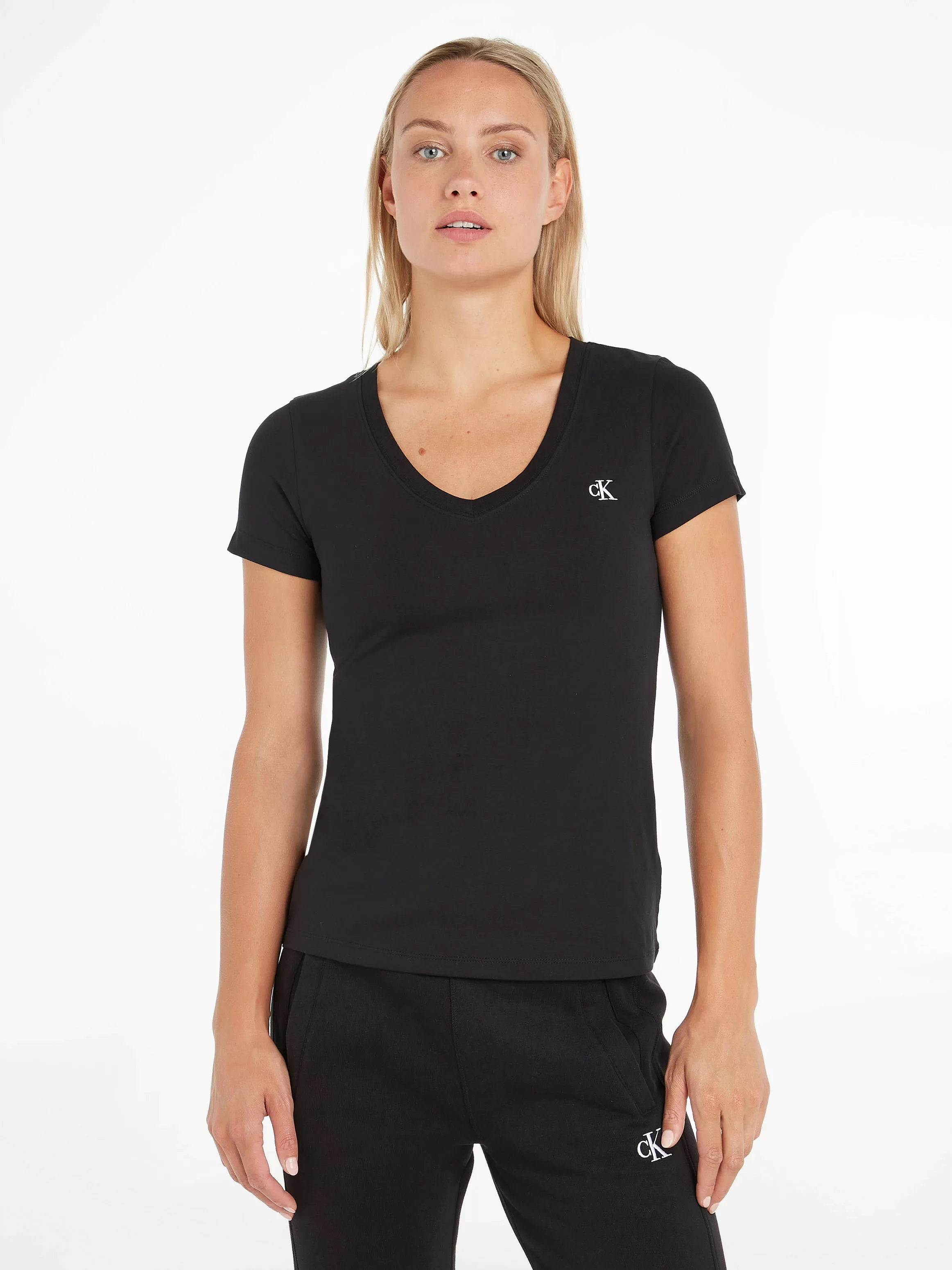 Calvin Klein Jeans V-Shirt "CK EMBROIDERY STRETCH V-NECK", (1 tlg.), mit kl günstig online kaufen