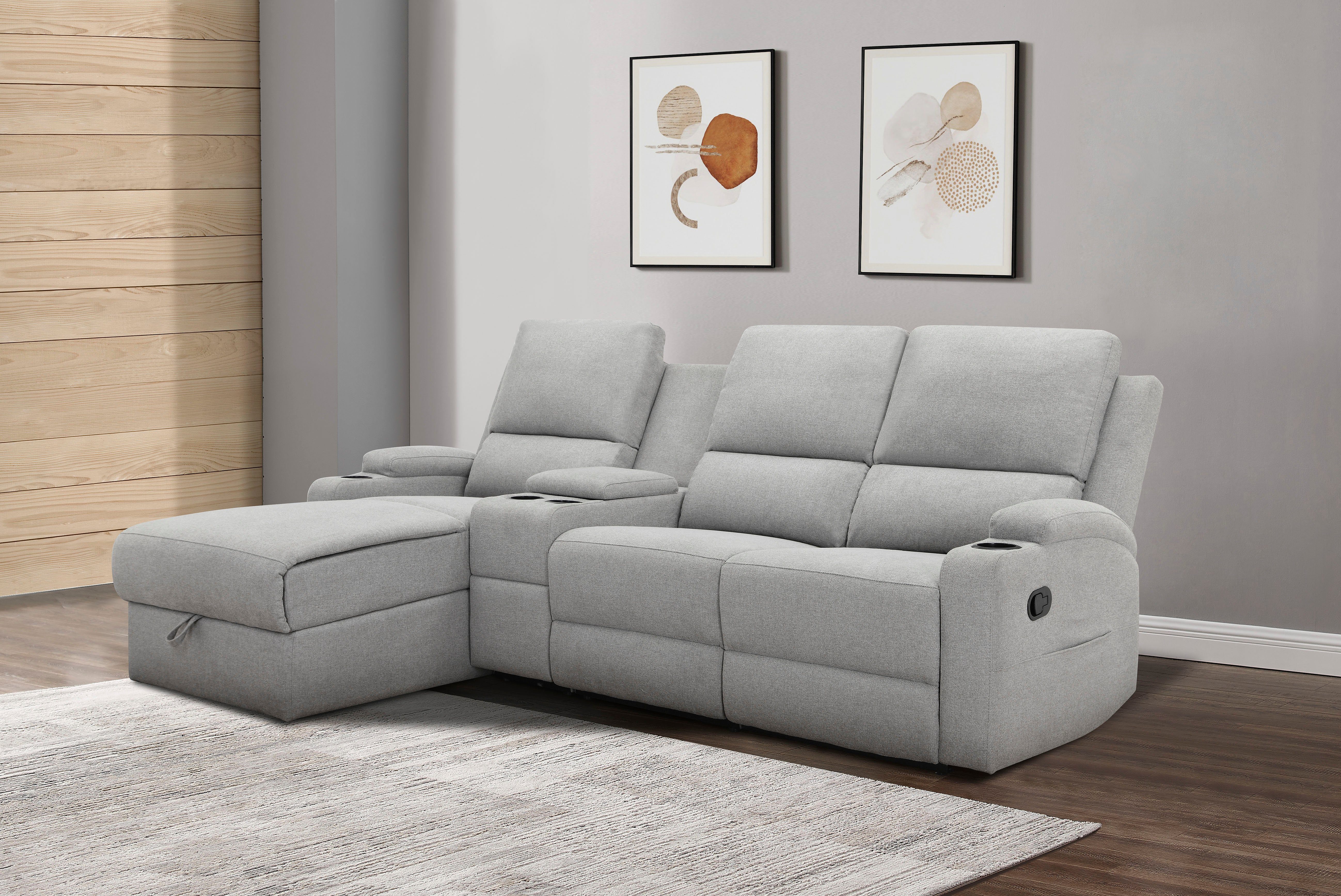 Home affaire Ecksofa "NAPORI Multimediasofa, 3er Kinosessel XXL, L-Form, 3 günstig online kaufen