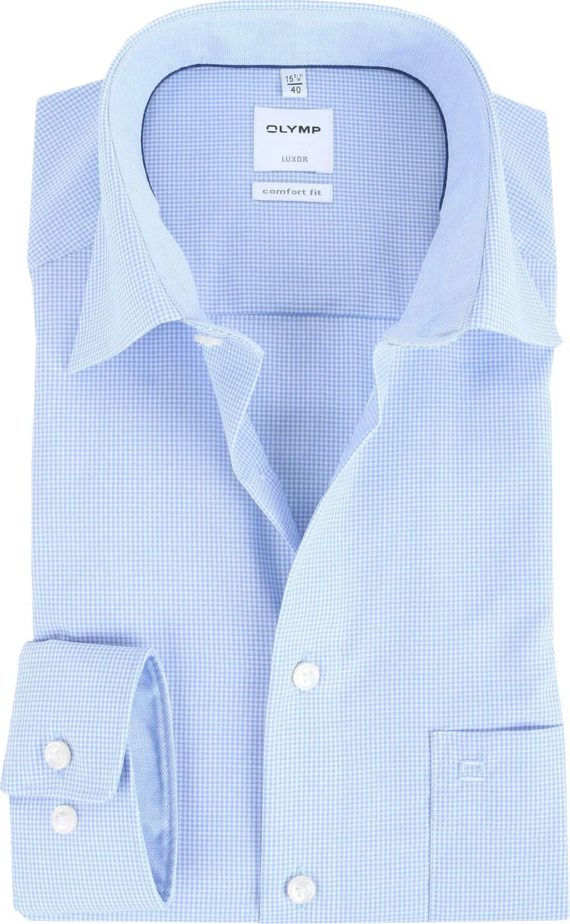 OLYMP Luxor Comfort Fit Hemd Blau Karo - Größe 50 günstig online kaufen