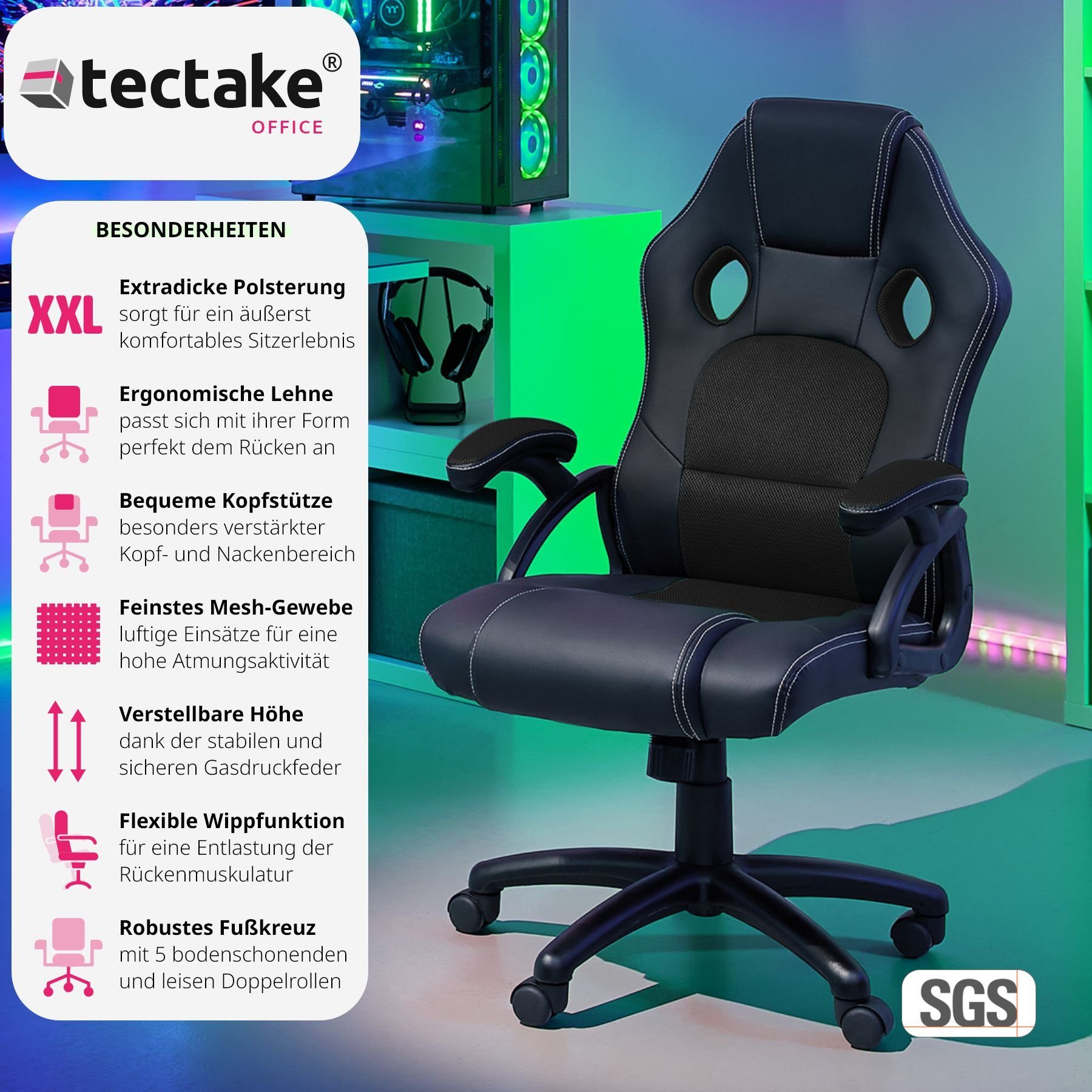 tectake Gaming-Stuhl Bürostuhl (Set., 1 St), günstig online kaufen