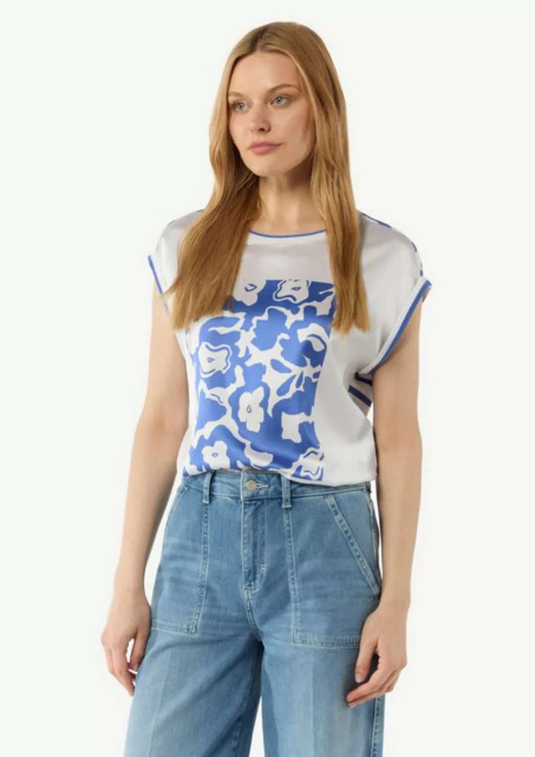 comma casual identity Kurzarmshirt T-Shirt mit floralem Print Artwork günstig online kaufen