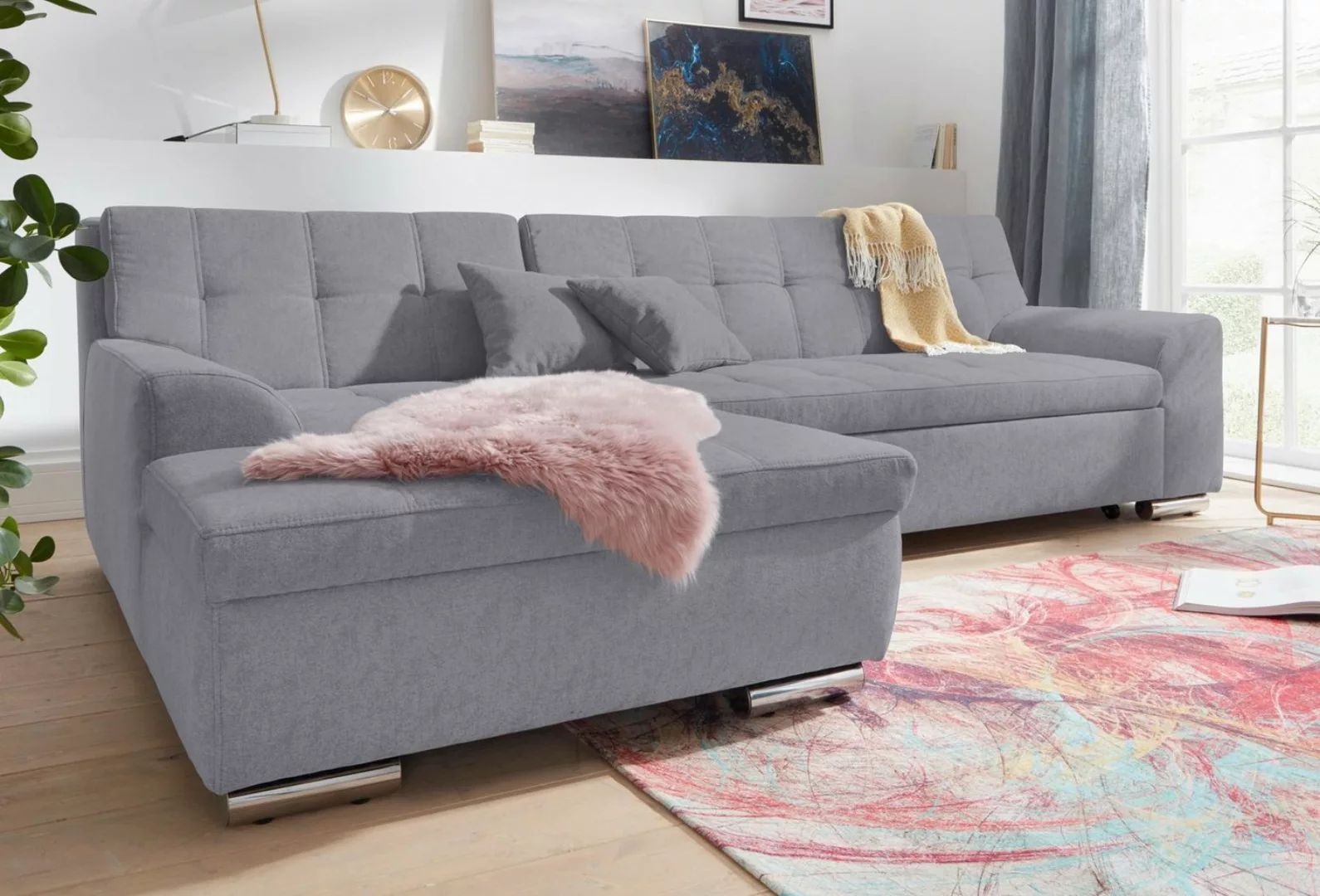 DOMO collection Ecksofa Aversa L-Form, wahlweise mit Bettfunktion günstig online kaufen