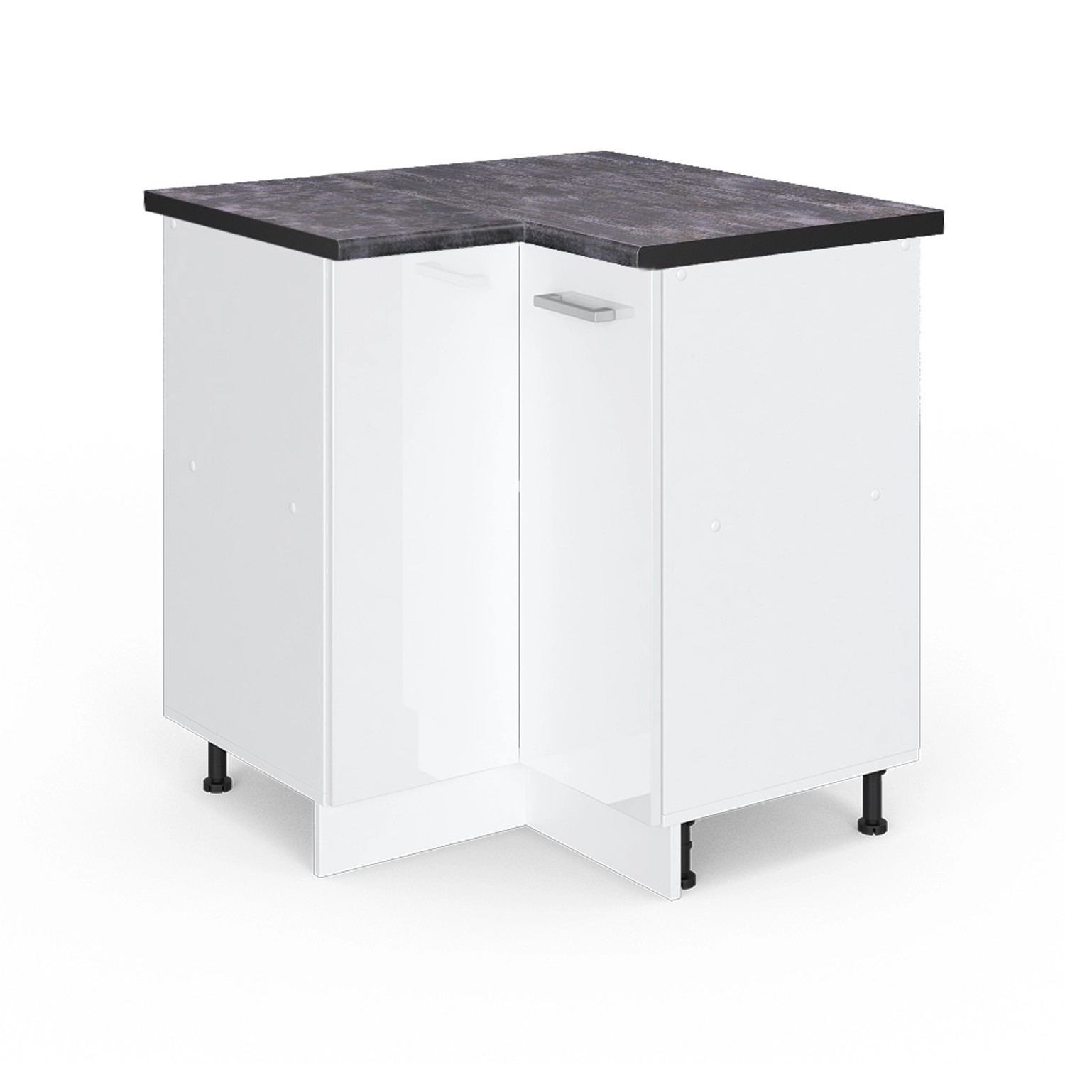 Vicco Eckunterschrank R-Line, Weiß Hochglanz/Weiß, 75.6 günstig online kaufen