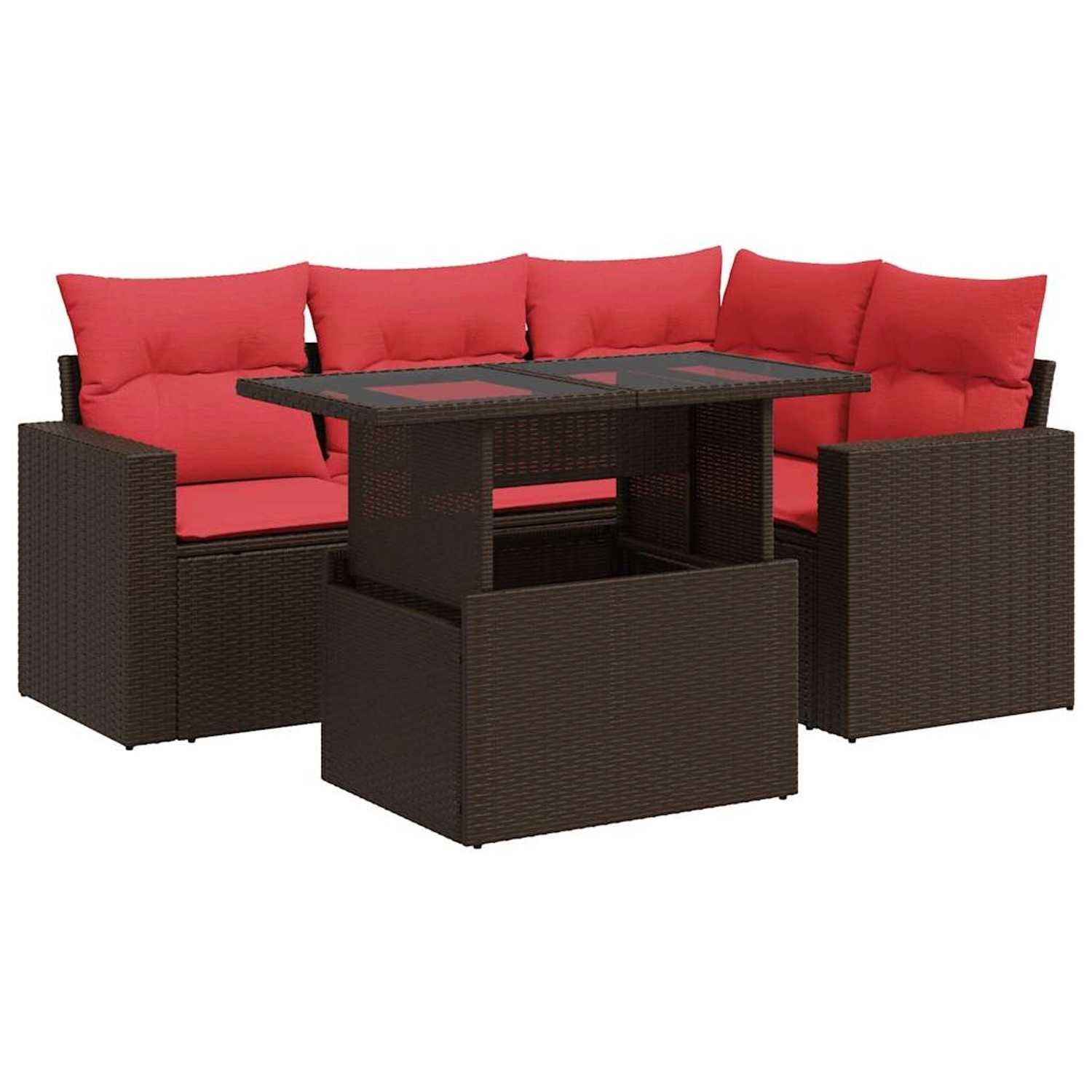 vidaXL 5-Tlg Garten-Sofagarnitur mit Kissen Braun Poly Rattan Akazie 332631 günstig online kaufen