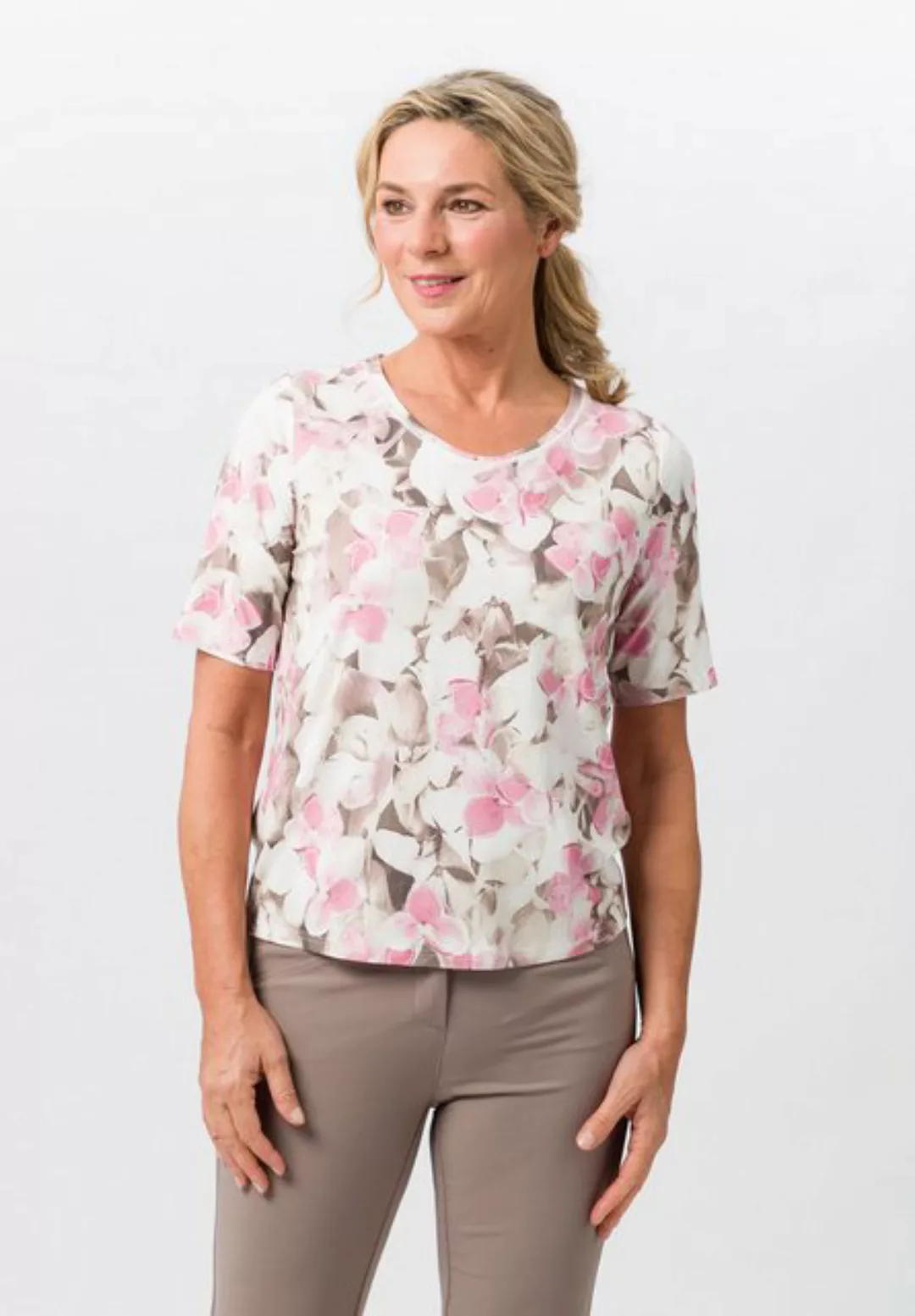 FRANK WALDER Kurzarmshirt mit floralem Charme günstig online kaufen