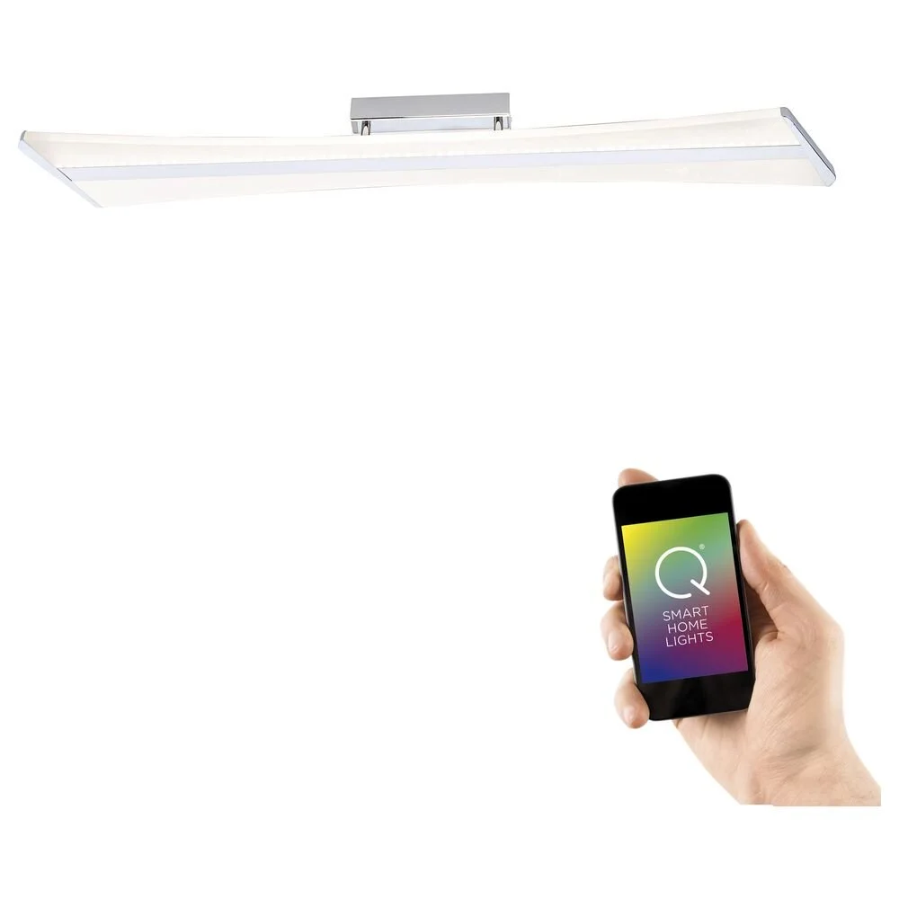 Q-Smart LED Deckenleuchte Q-Riller in Chrom RGBW inkl. Fernbedienung günstig online kaufen