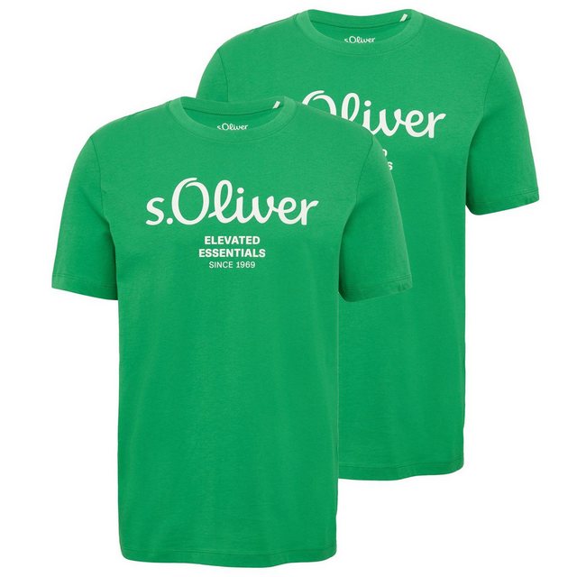 s.Oliver T-Shirt Casual (2-tlg) mit Rundhals-Ausschnitt, kurzarm, Logo-Aufd günstig online kaufen