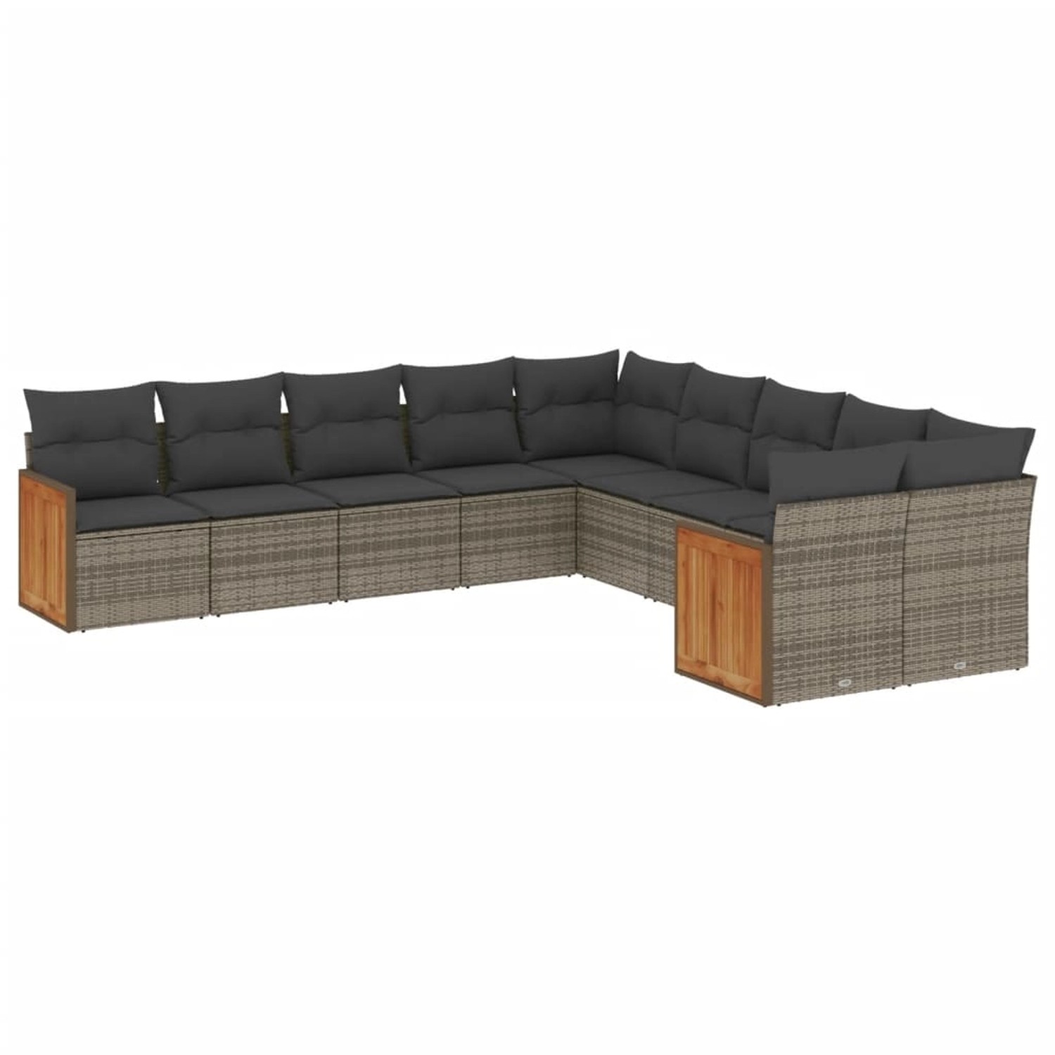 vidaXL 10-tlg Garten-Sofagarnitur mit Kissen Grau Poly Rattan Modell 74 günstig online kaufen