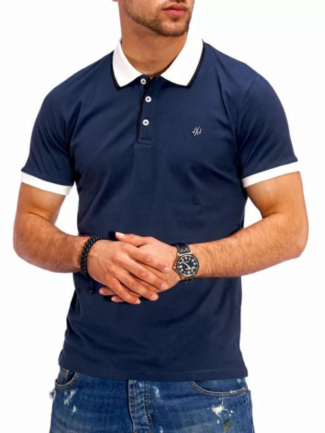 Jack & Jones Poloshirt JJJAQPOLO Herren in Kontrastfarben günstig online kaufen