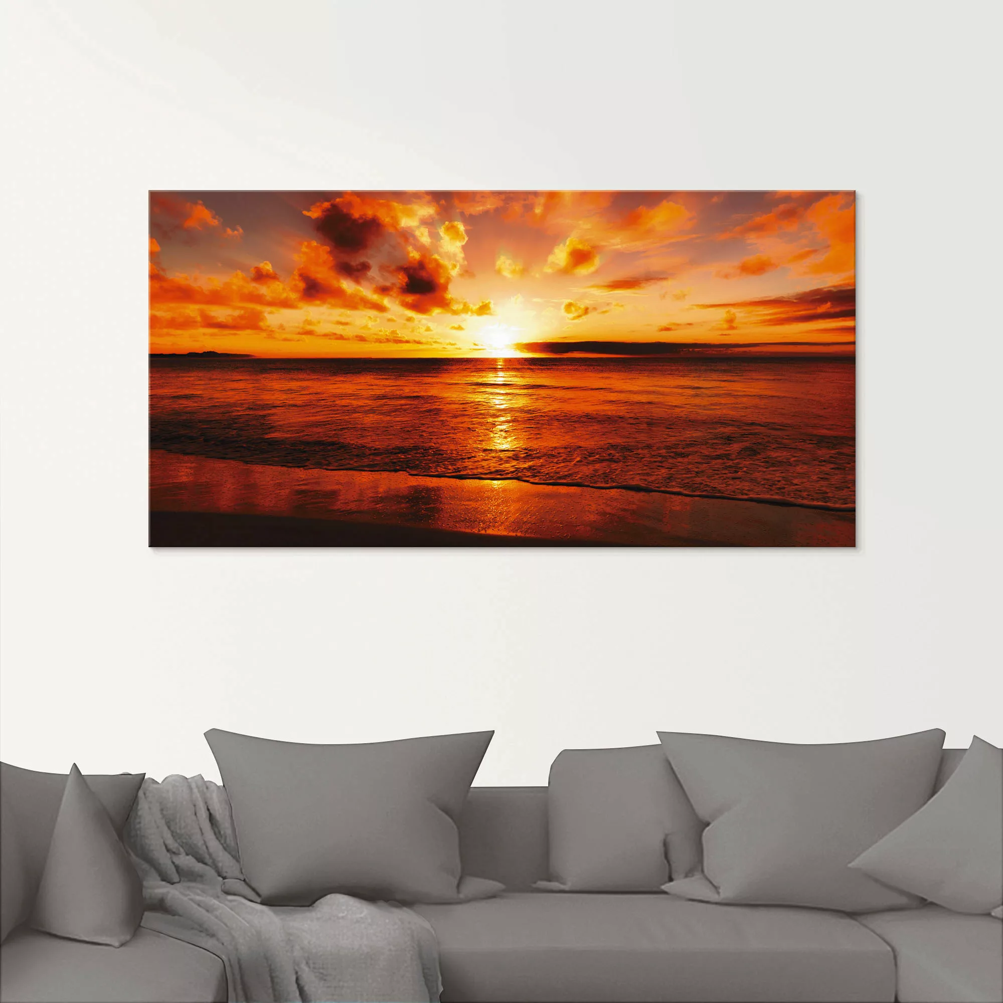 Artland Glasbild "Schöner Sonnenuntergang Strand", Gewässer, (1 St.), in ve günstig online kaufen