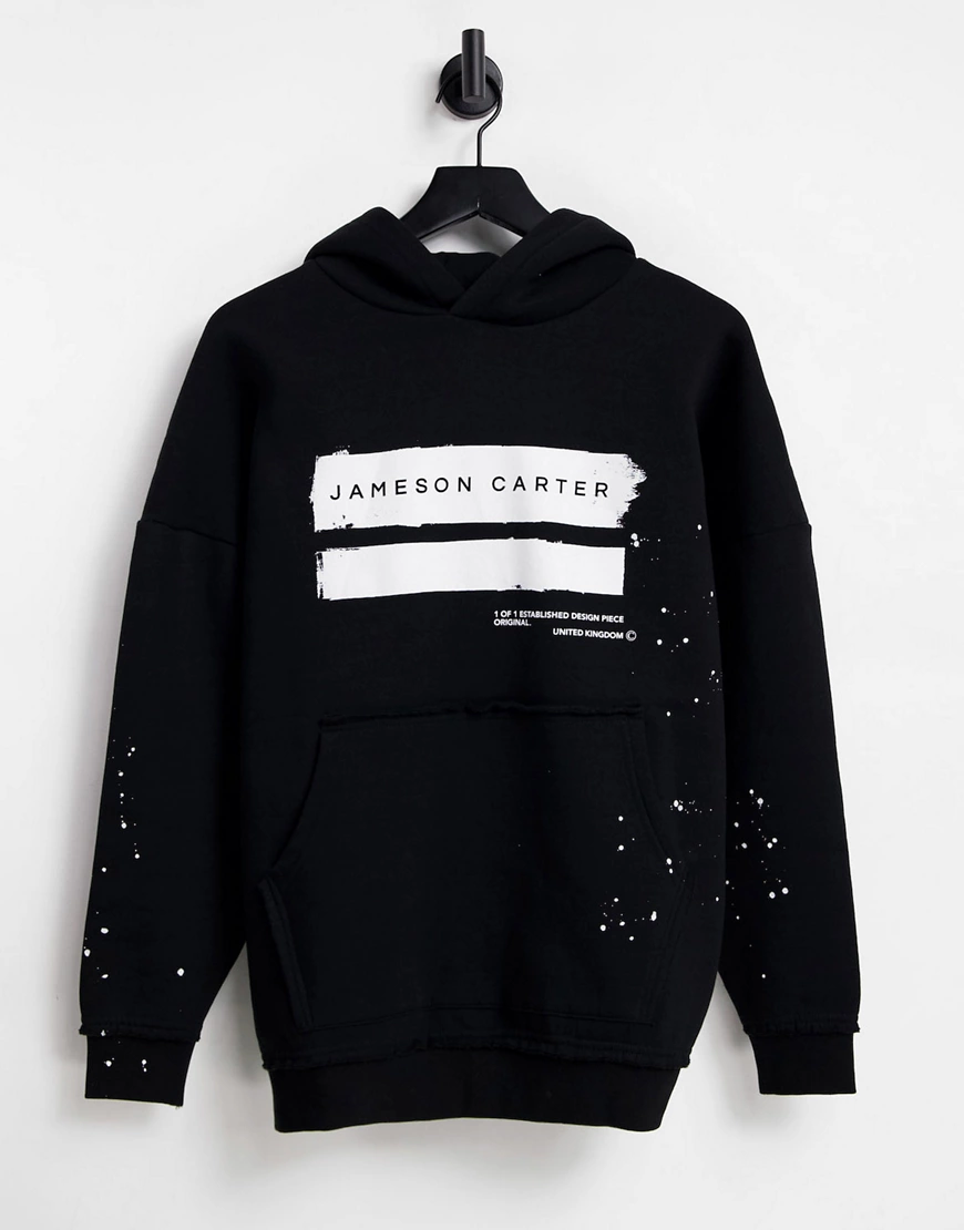 Jameson Carter – Brandon Paint Mark – Kapuzenpullover in Schwarz günstig online kaufen