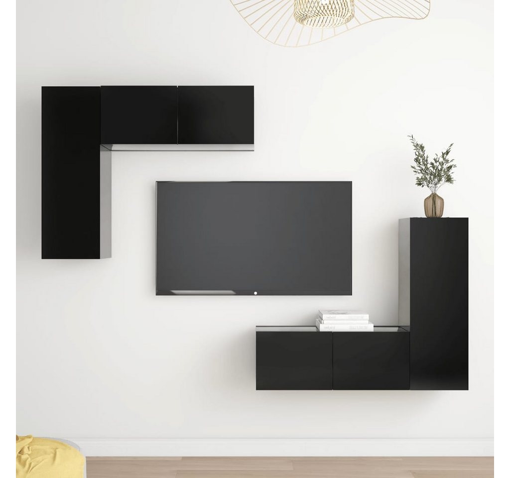 vidaXL TV-Schrank 4-tlg TV-Schrank-Set Schwarz Spanplatte günstig online kaufen