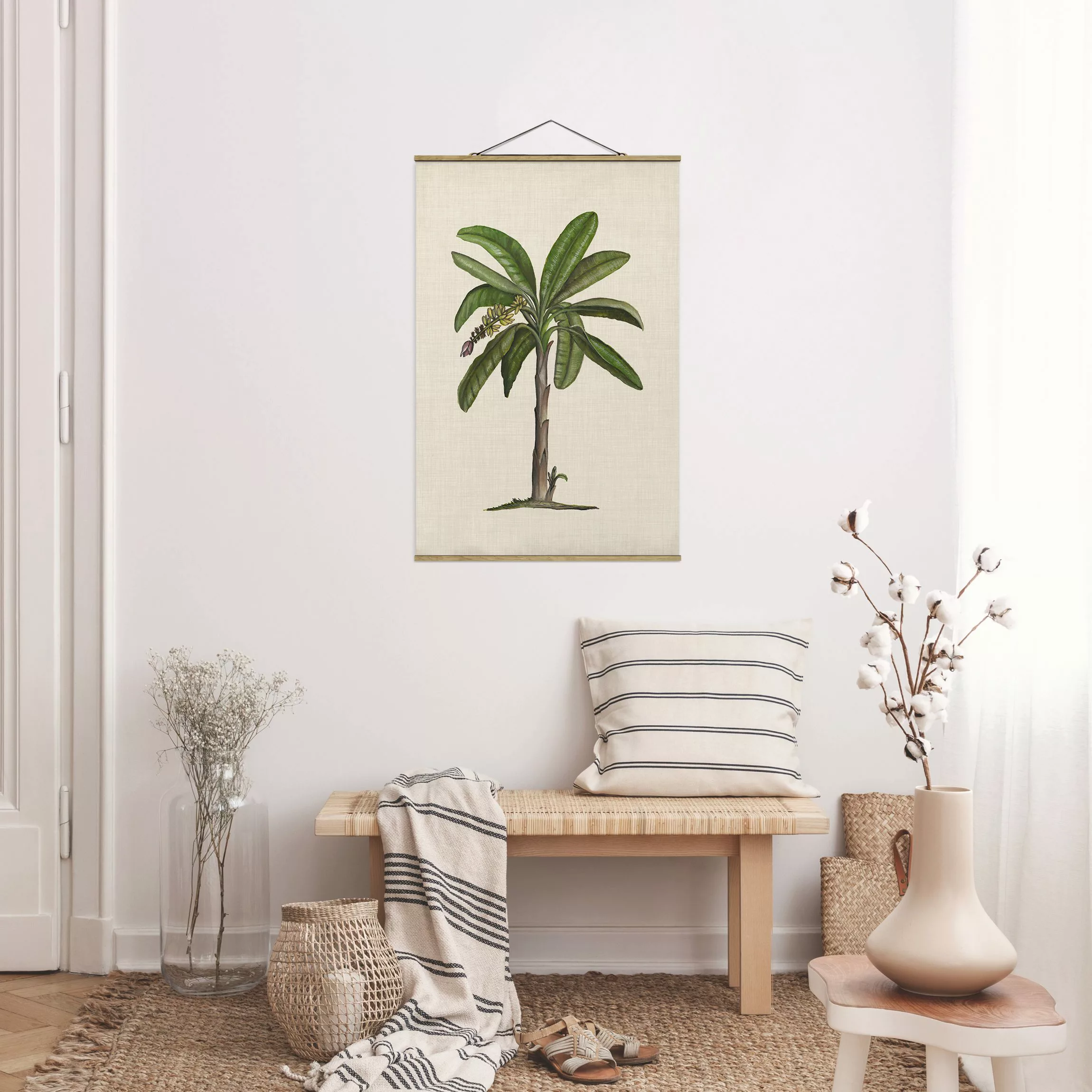 Stoffbild Blumen mit Posterleisten - Hochformat Britische Palmen II günstig online kaufen