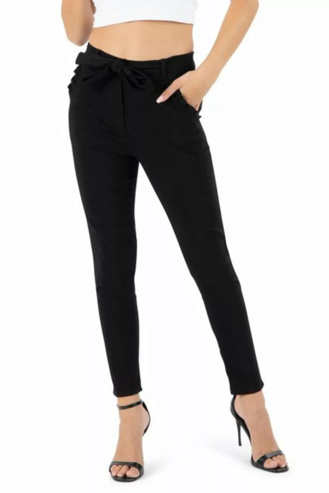 Kendindza Collection Stretch-Hose Stretch Damen Hose elegant Schleife High günstig online kaufen