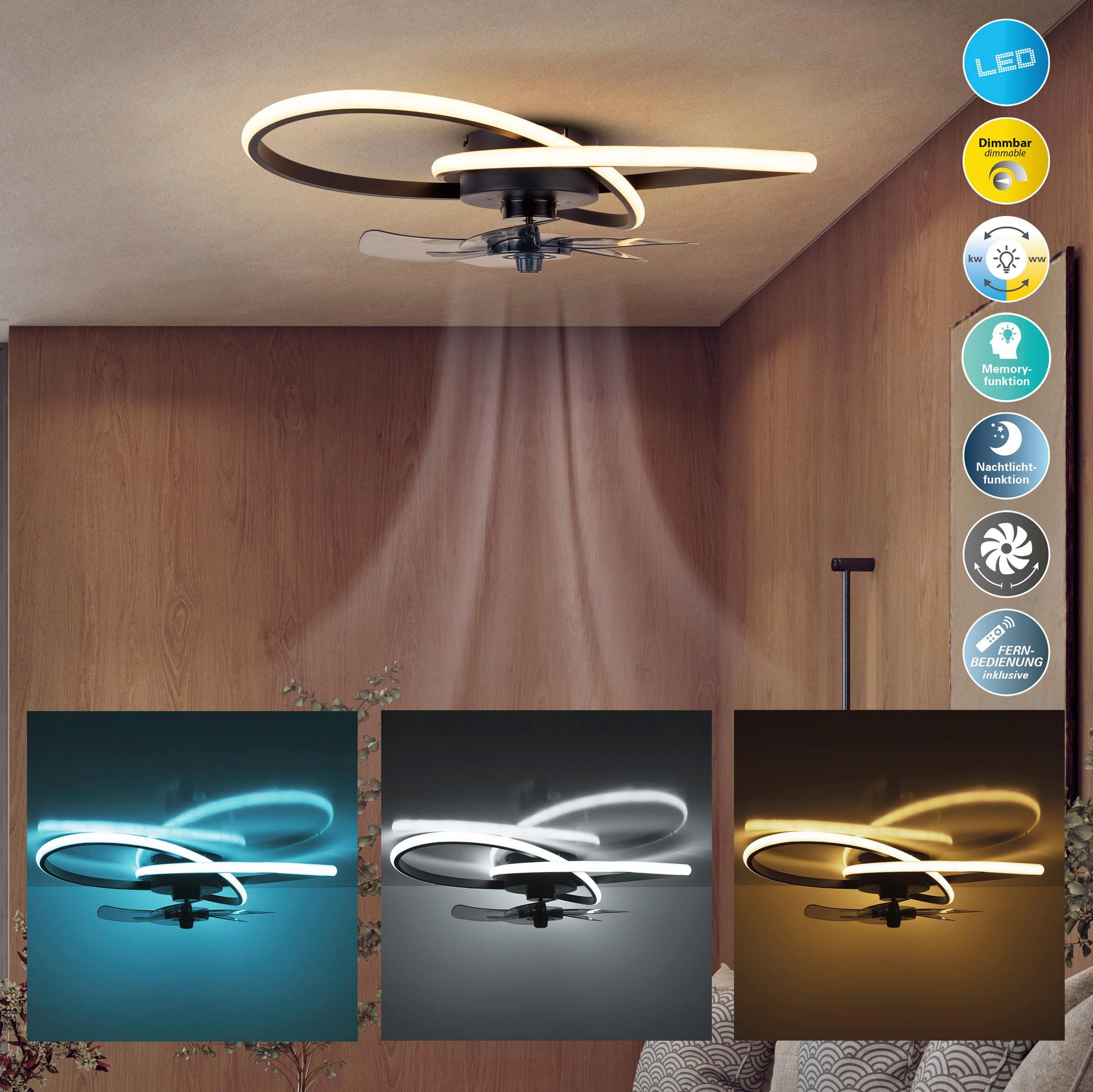 my home LED Deckenleuchte Leccio Deckenventilator, günstig online kaufen