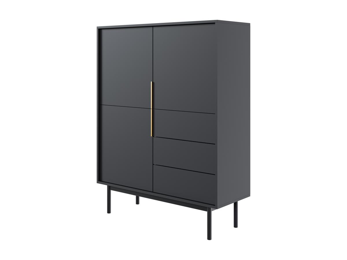 Highboard mit 3 Türen & 3 Schubladen - Schwarz - DABRIANA günstig online kaufen